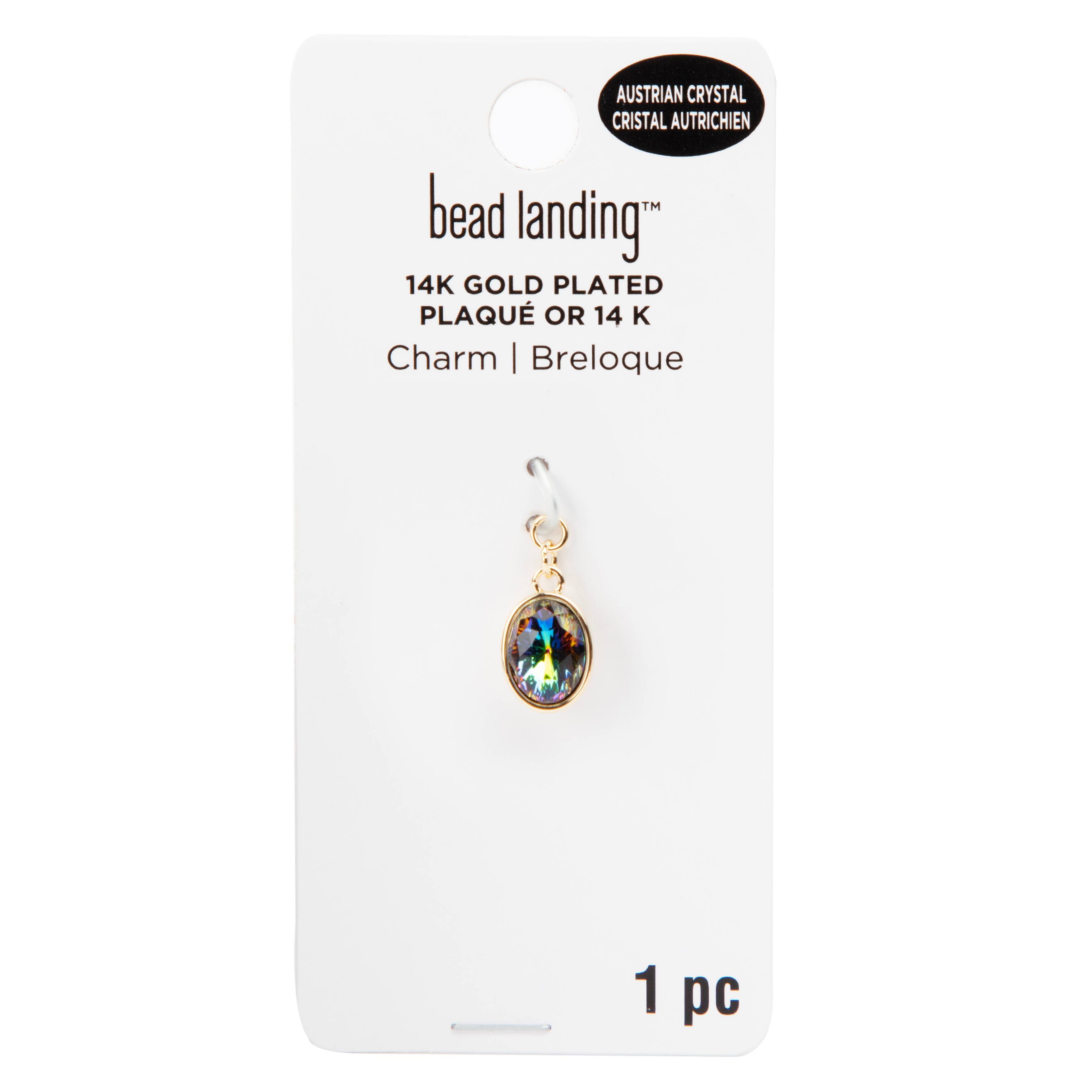 Austrian Crystal 14K Gold Plated Vitrail Oval Charm by Bead Landing&#x2122;