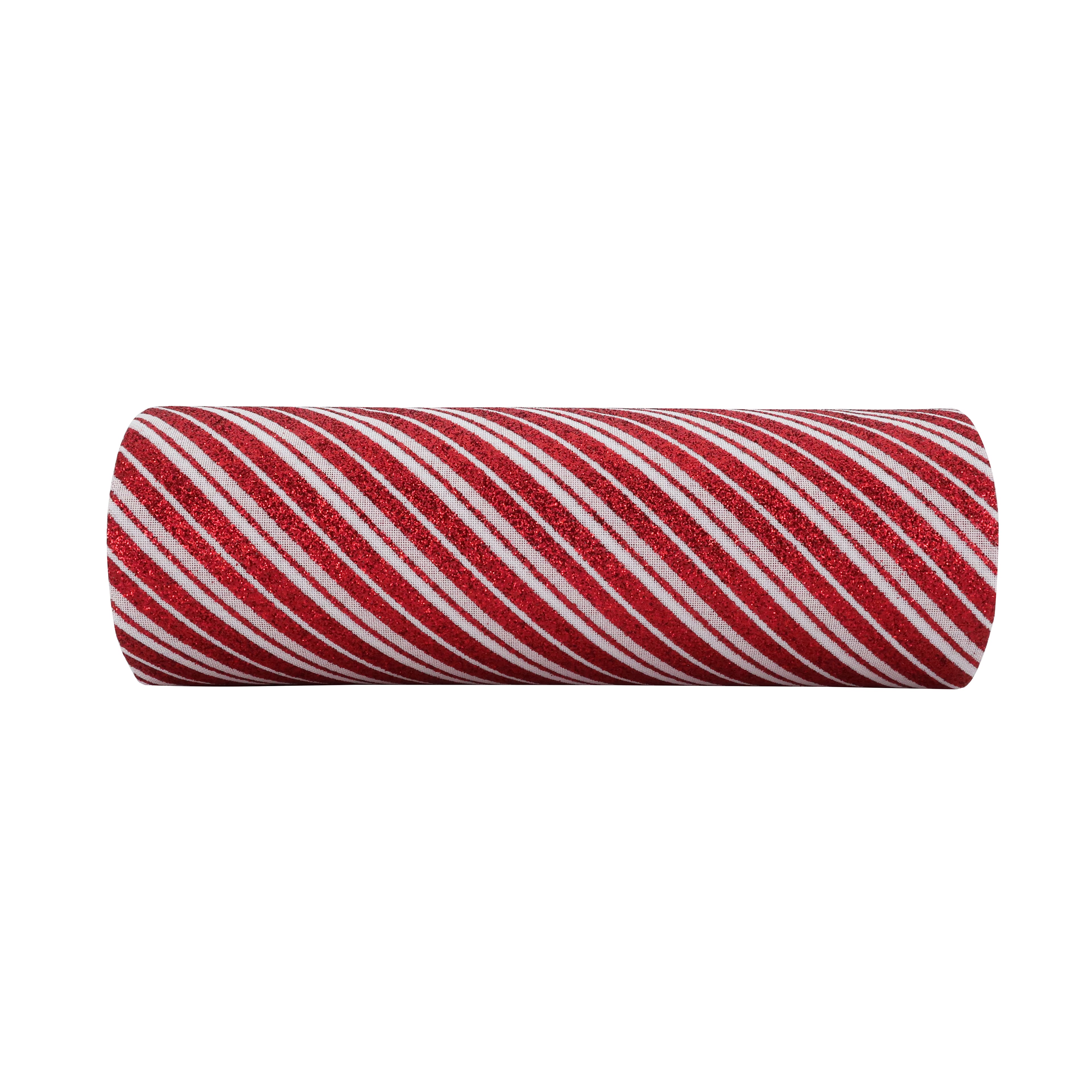 9.5&#x22; x 18ft. Glitter Peppermint Stripe Mesh by Celebrate It&#x2122; Christmas