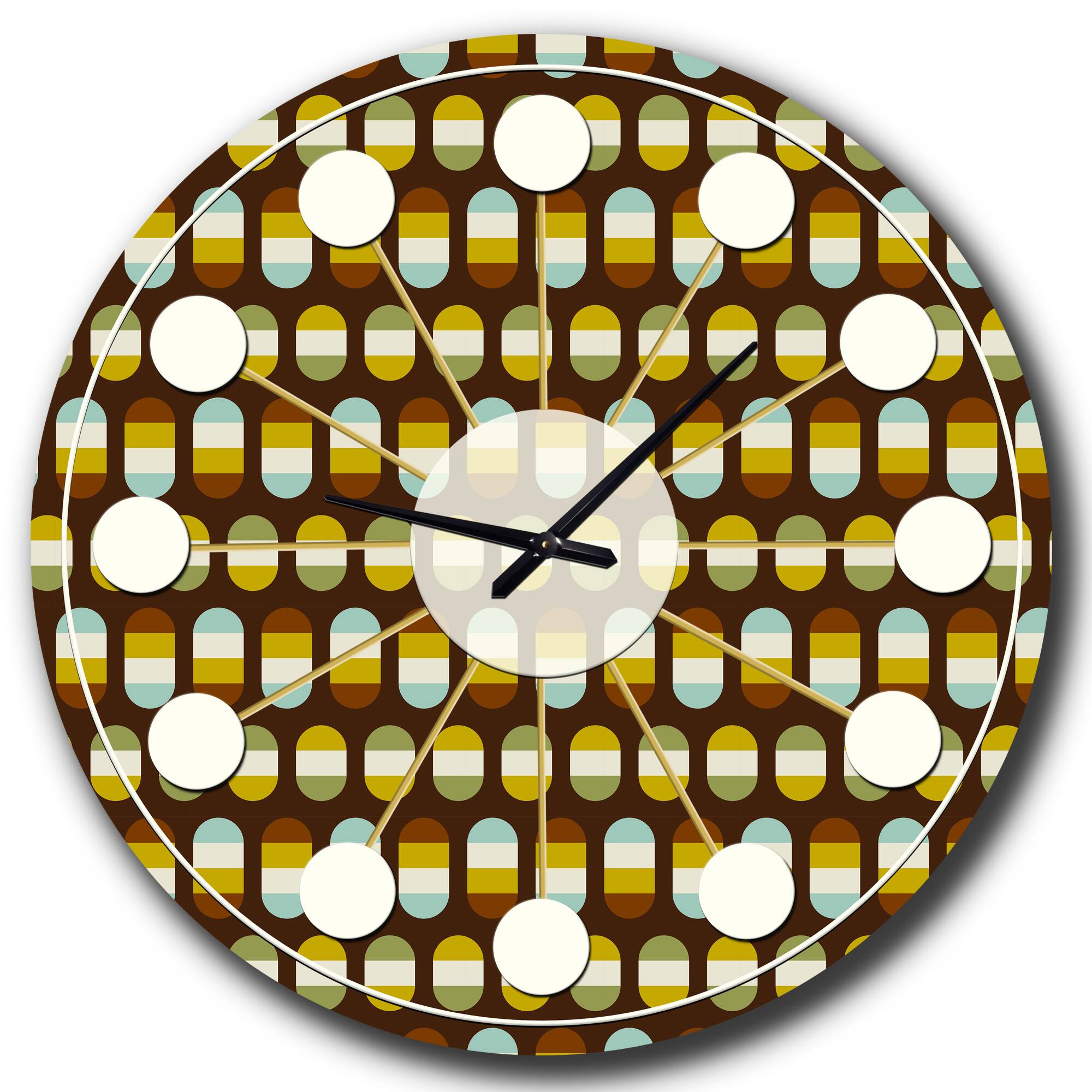 Designart &#x27;Retro Polka Dots Mid-Century Modern Wall Clock