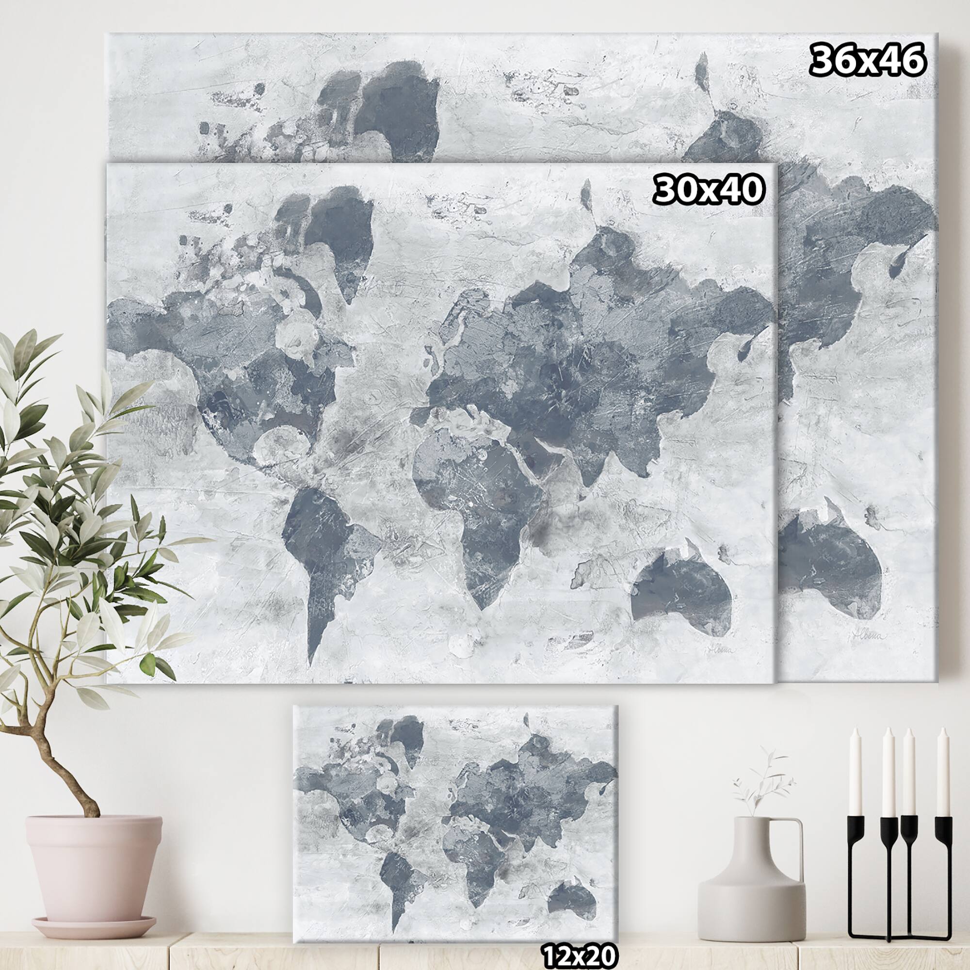 Designart - Golden Grey World Neutral - Traditional Canvas Art