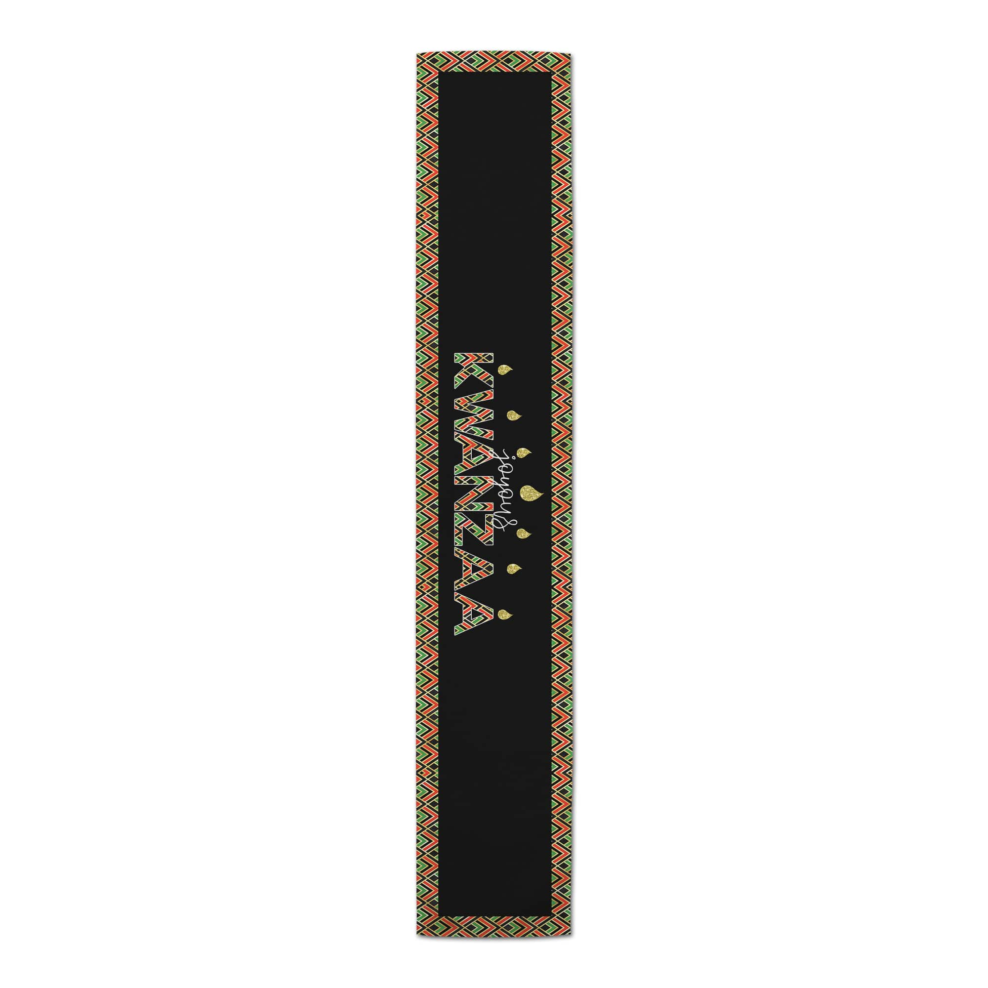 90&#x22; Joyous Kwanzaa Glitter Poly Twill Table Runner