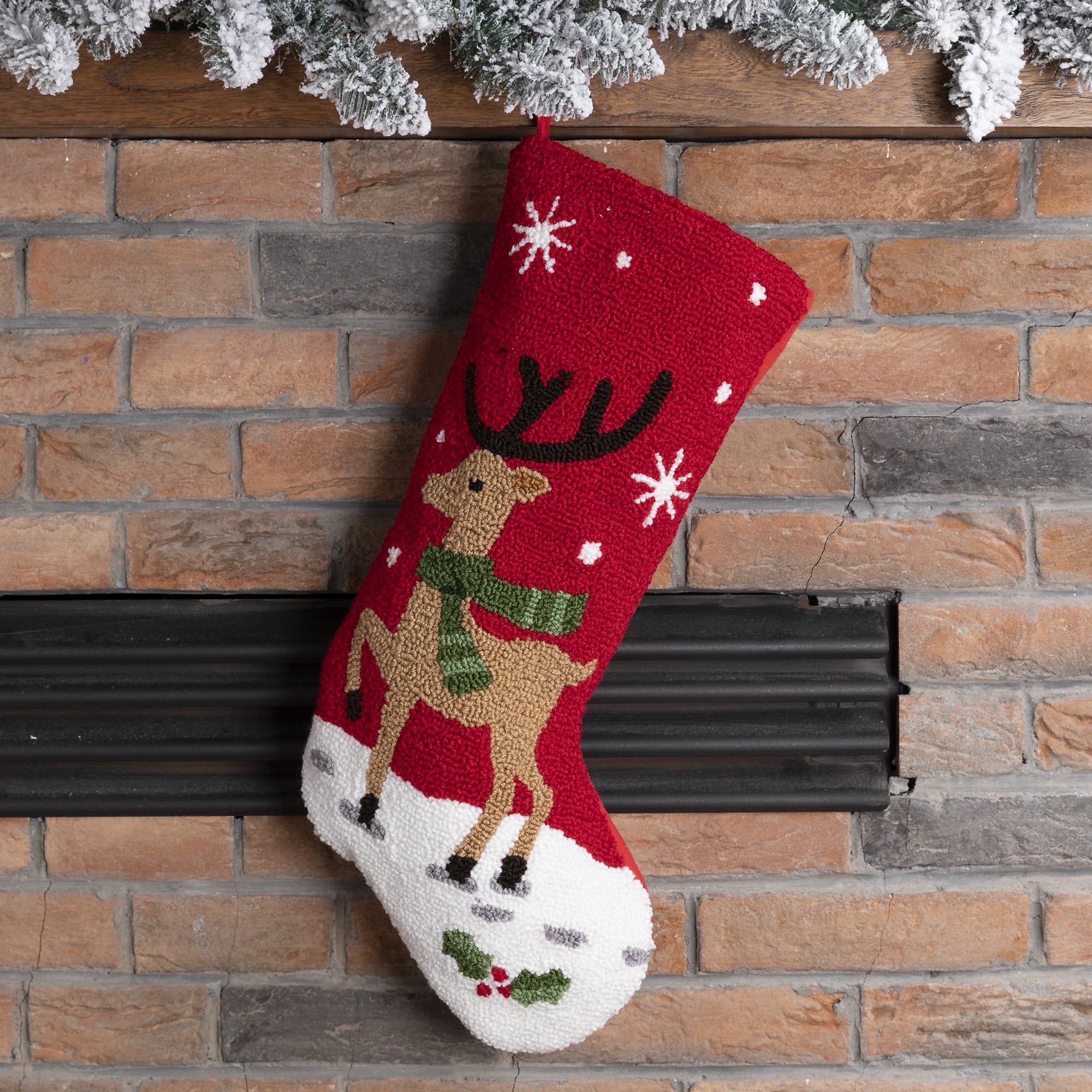 Glitzhome&#xAE; 19&#x22; Reindeer Hooked Stocking
