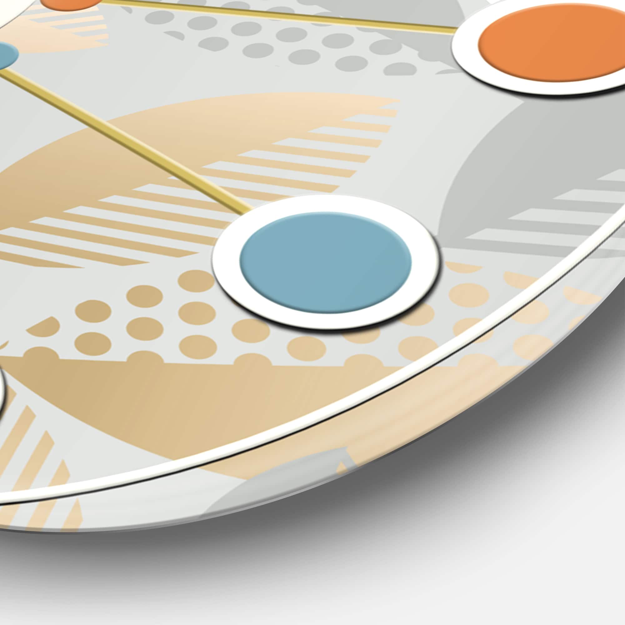 Designart 'Luxury Geometric Fall Leaves Pattern Mid-Century Modern Wall Clock