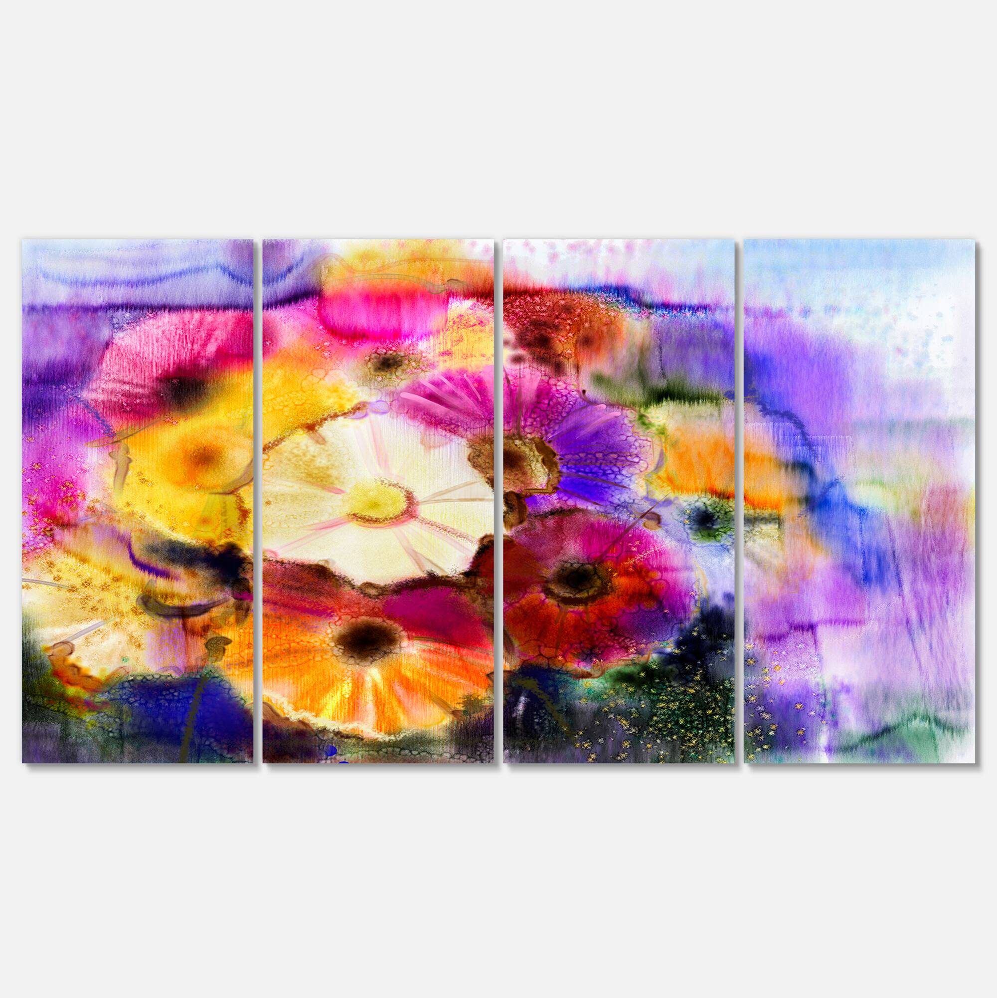 Designart - Bunch of Colored Daisy Flowers - Large Floral Canvas Art Print