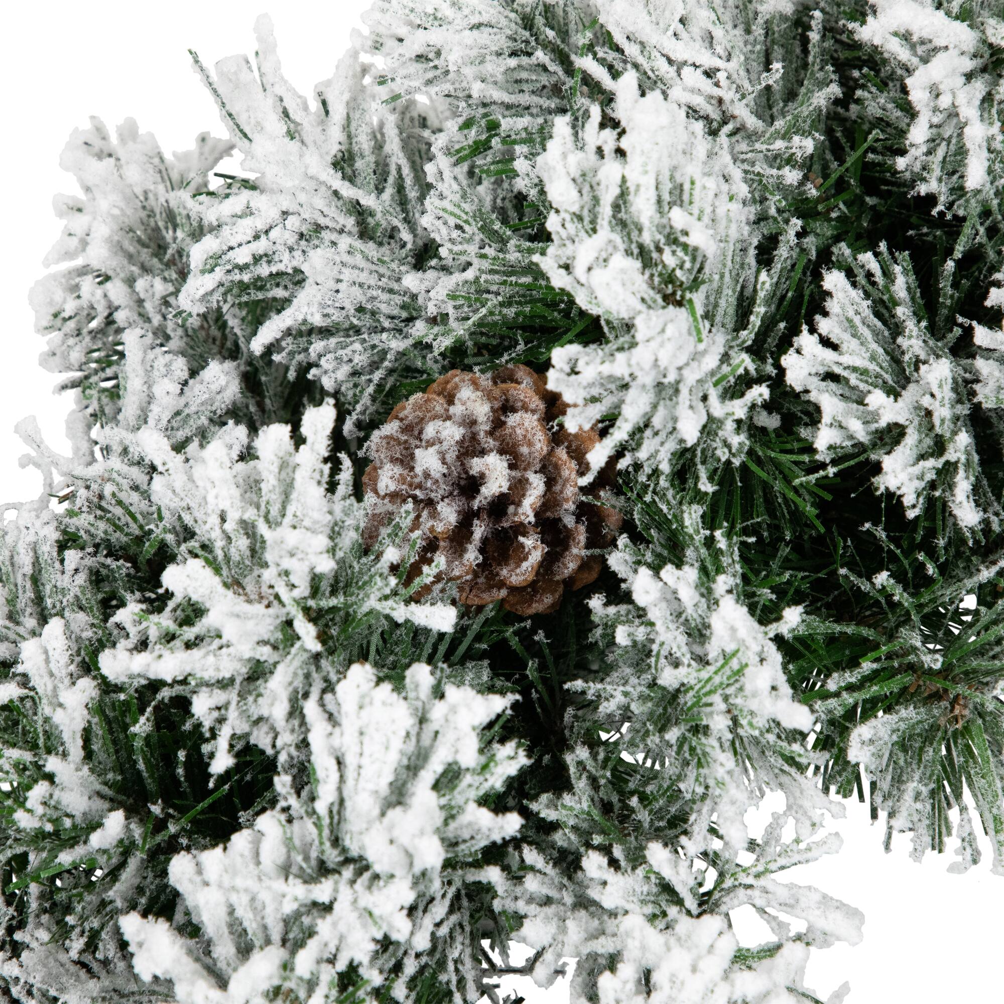24&#x22; Flocked Angel Pine &#x26; Pinecones Wreath