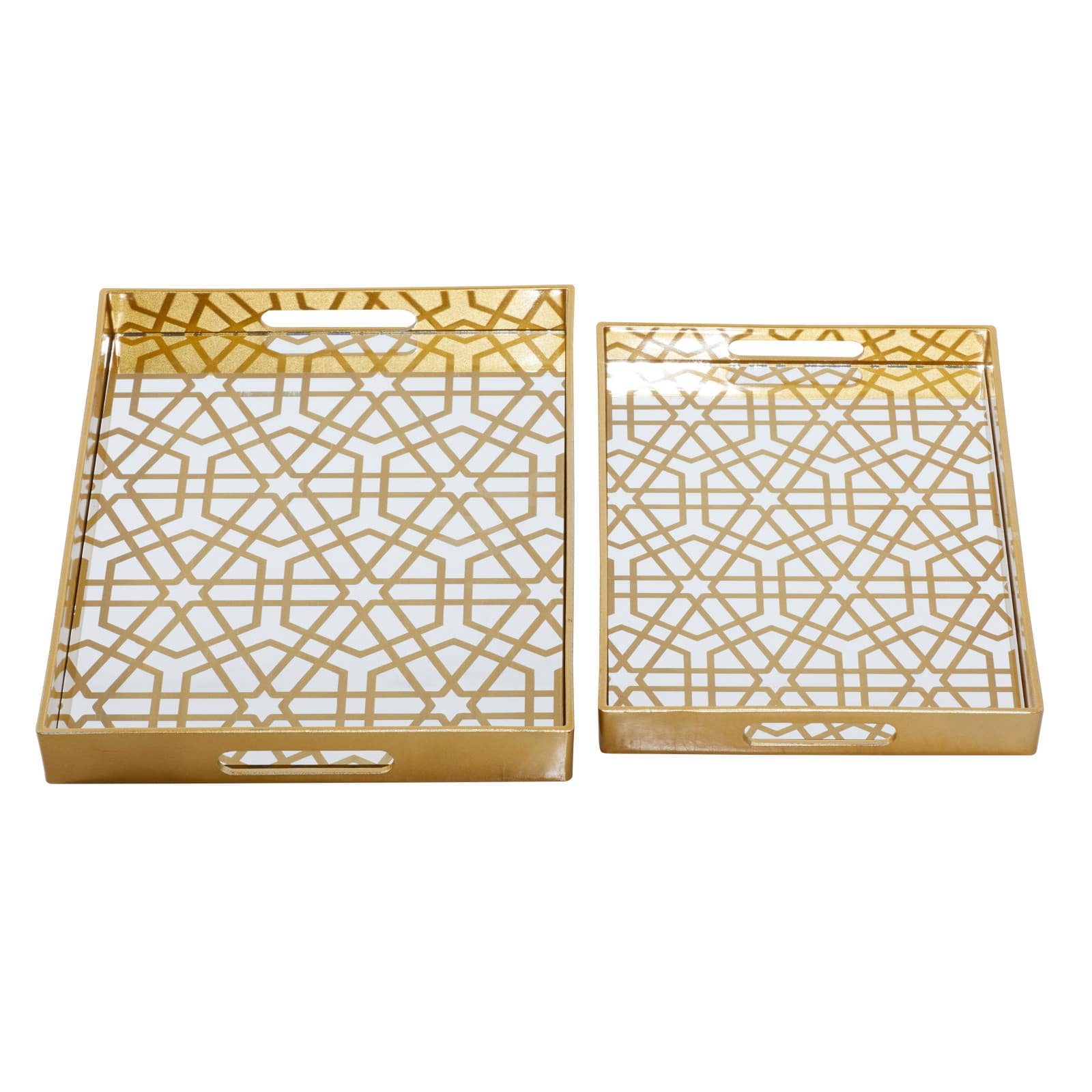 CosmoLiving by Cosmopolitan Matte Gold Plastic Glam Tray Set