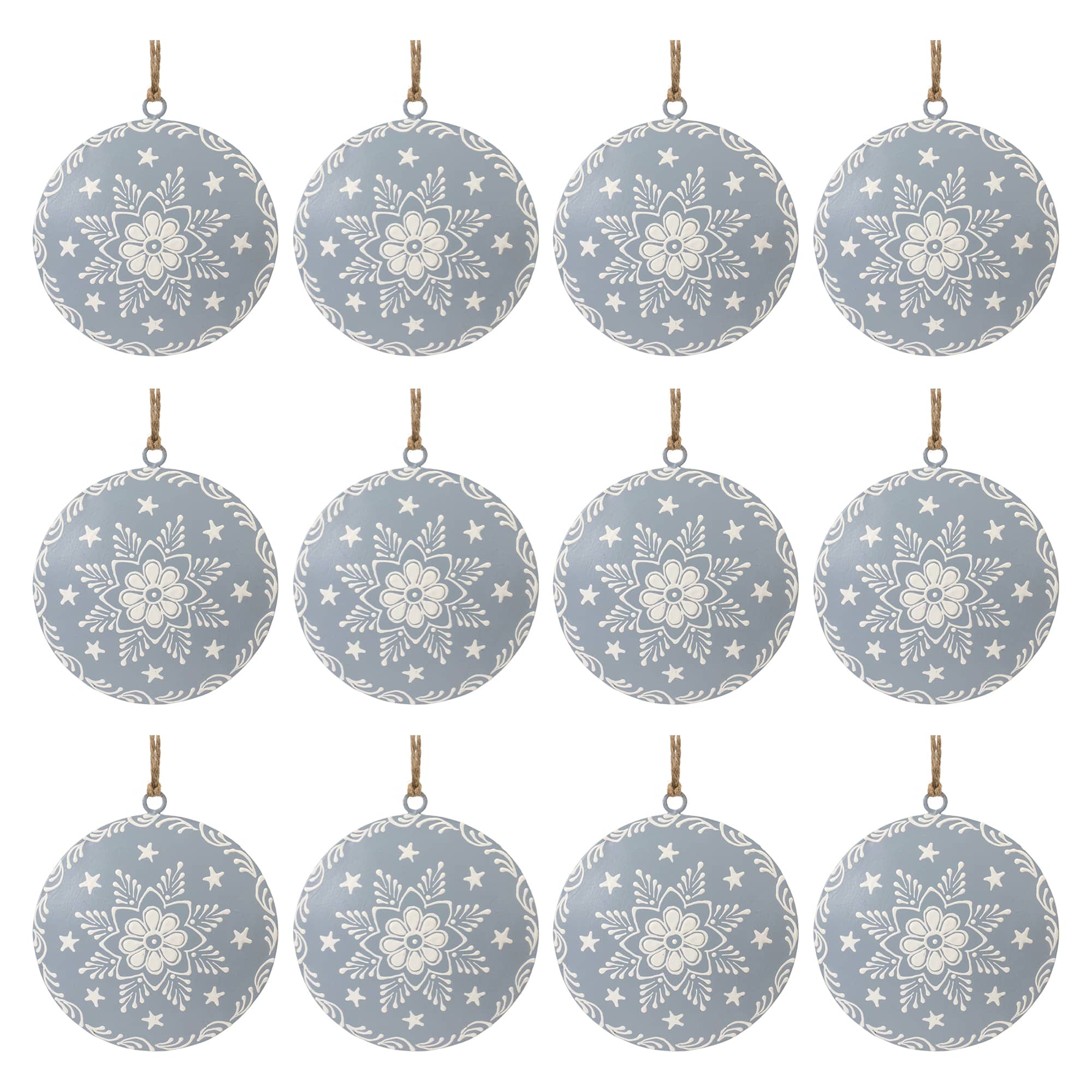 4.5&#x22; Metal Snowflake Disc Ornaments, 12ct.