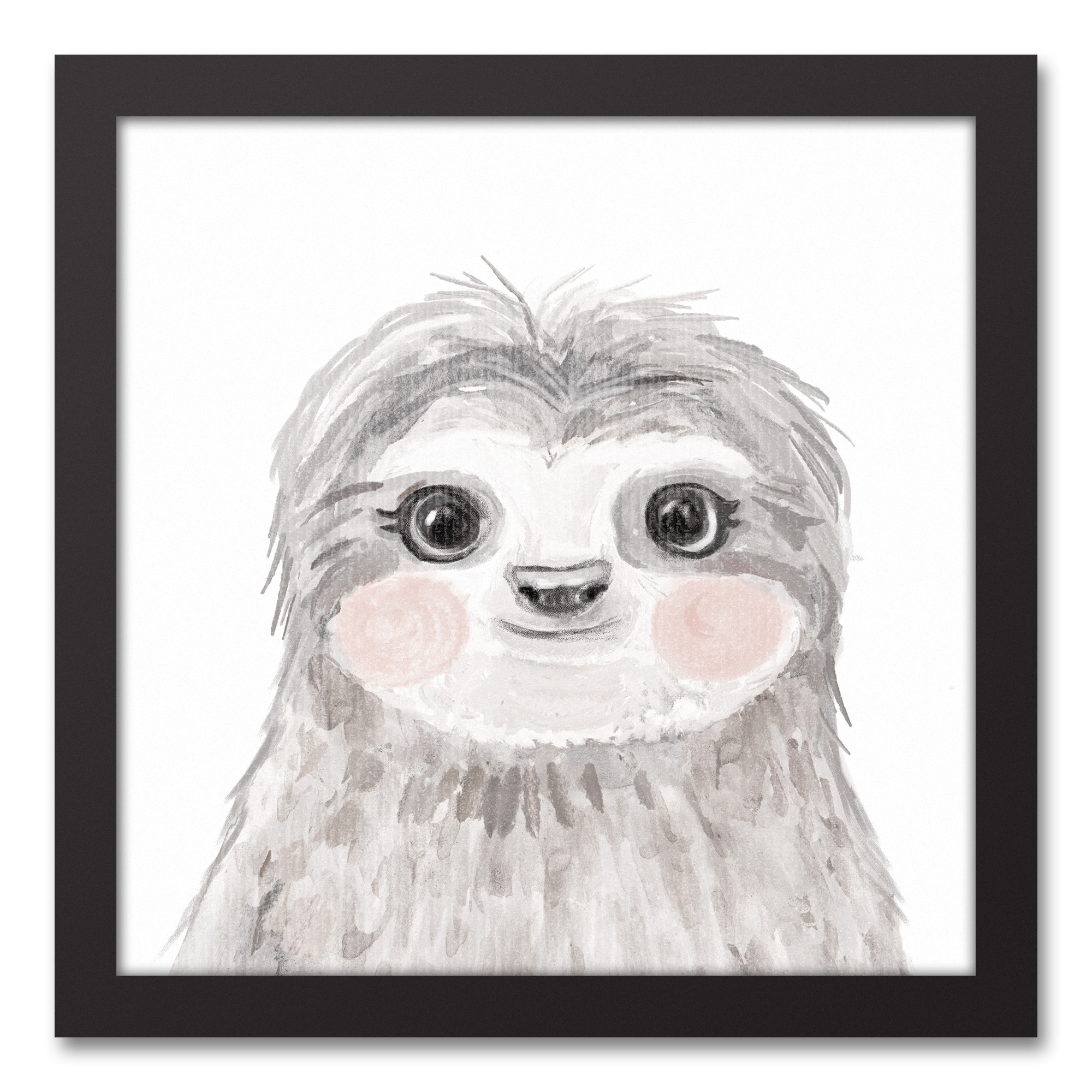 Baby Sloth 13.73" x 13.73" Black Framed Canvas