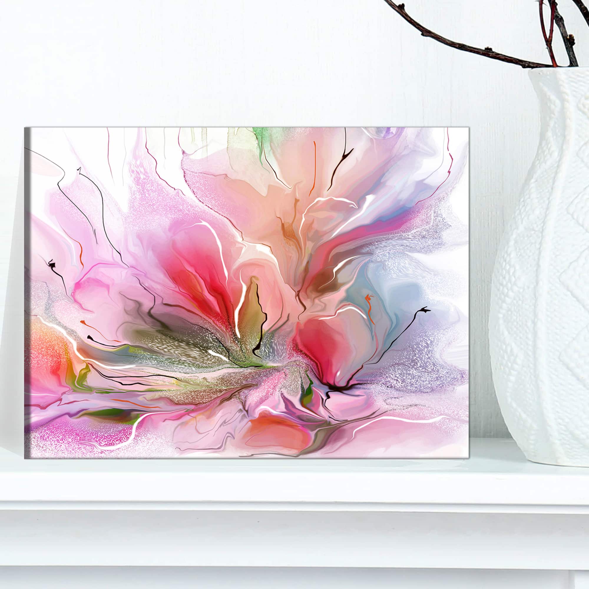 Designart - Lovely Painted Floral Design - Extra Large Floral Wall Art