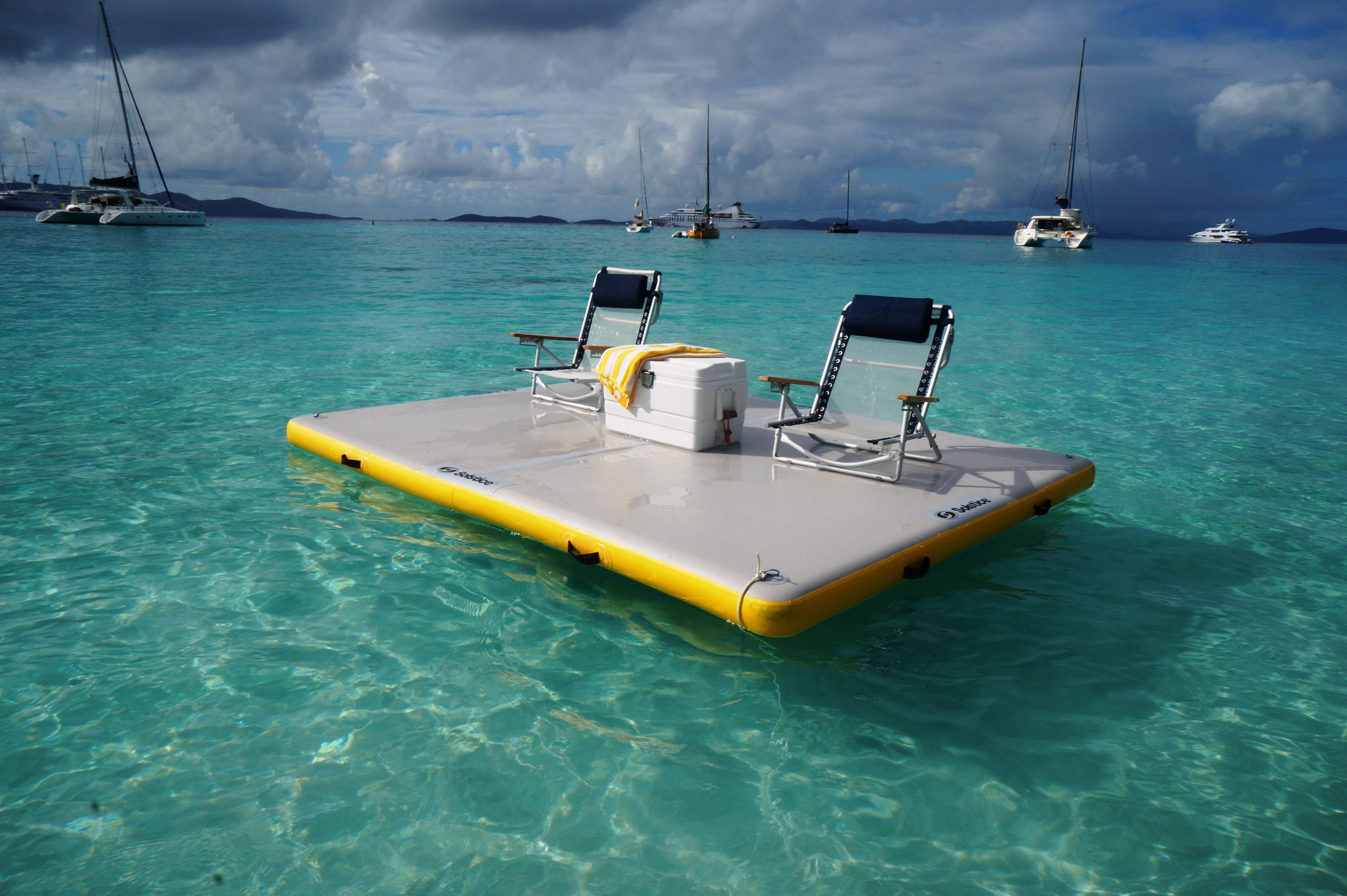 Solstice&#xAE; 8ft. Inflatable White &#x26; Yellow Private Lake Dock