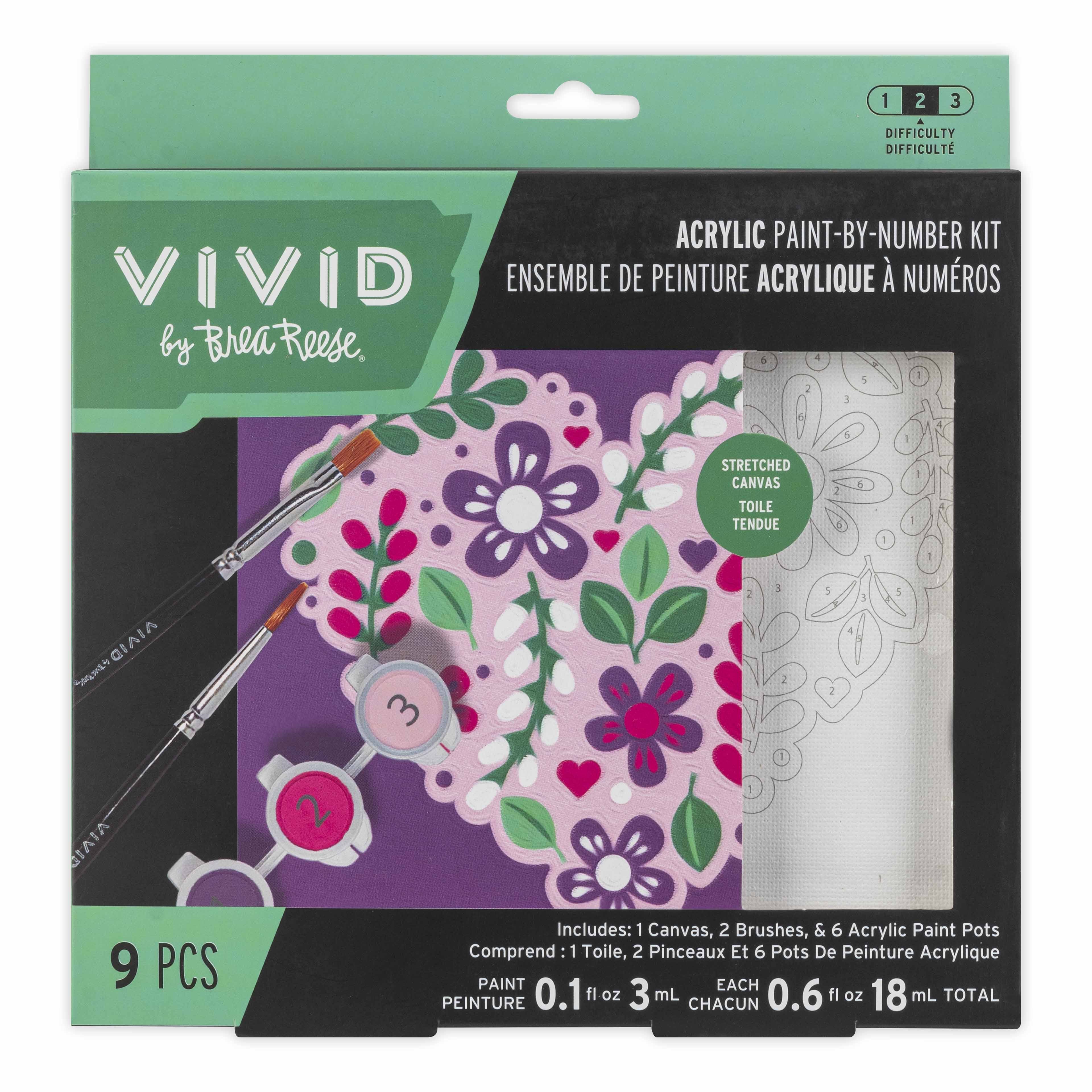 VIVID by Brea Reese&#xAE; Flower Heart Acrylic Paint-by-Number Kit
