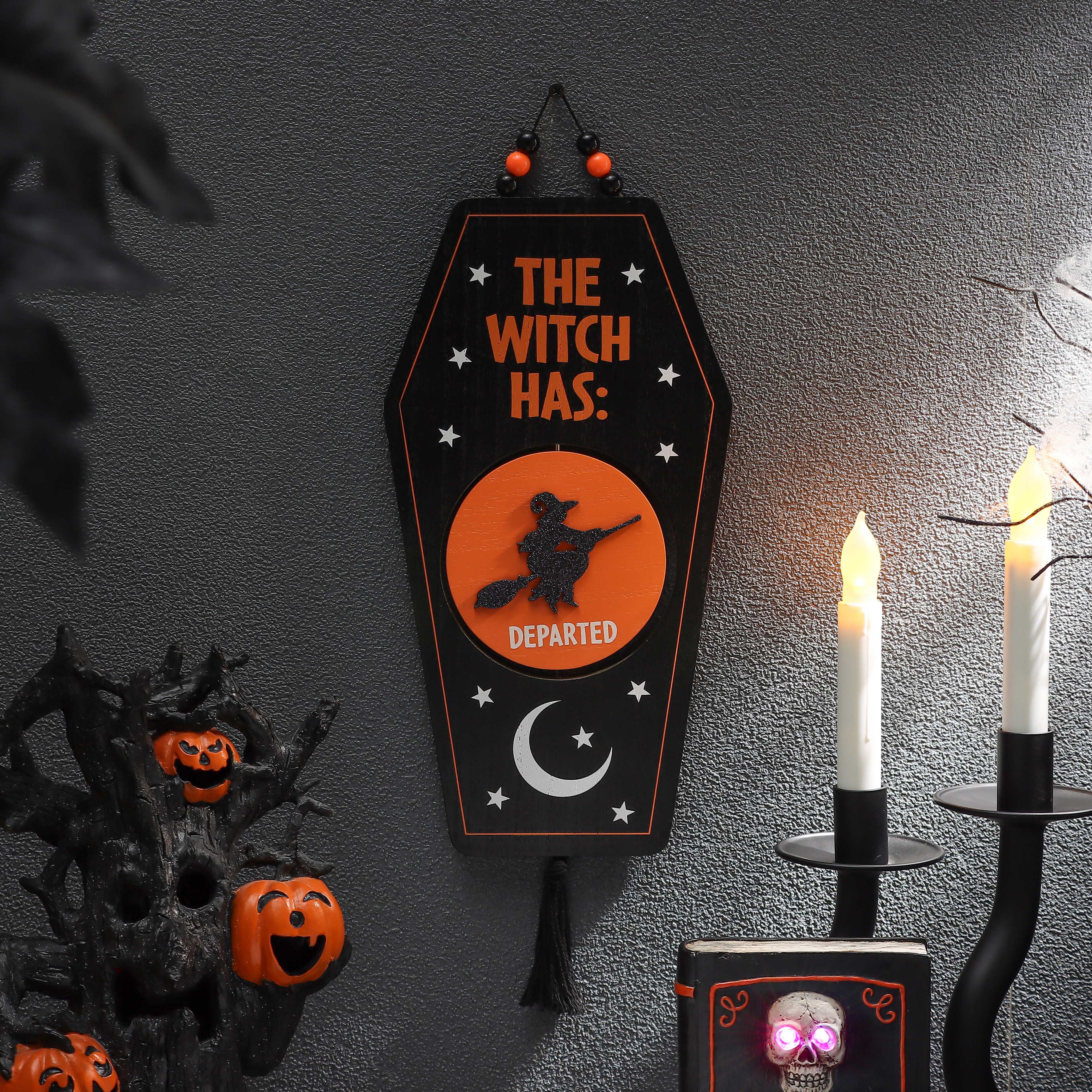 17.5&#x22; Hanging Reversible Witch Coffin Sign by Ashland&#xAE;