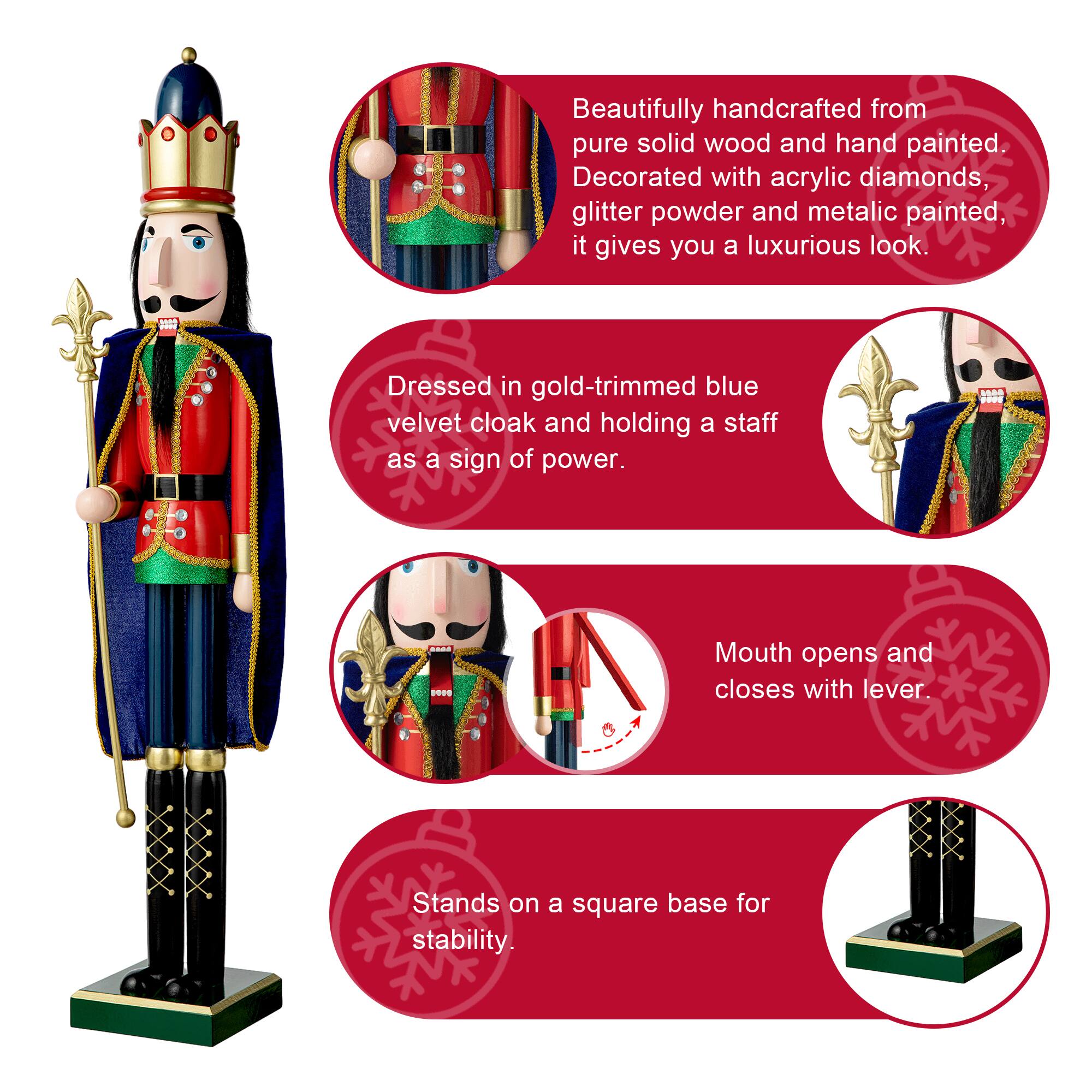 Glitzhome® 3ft. Wooden Christmas King Nutcracker