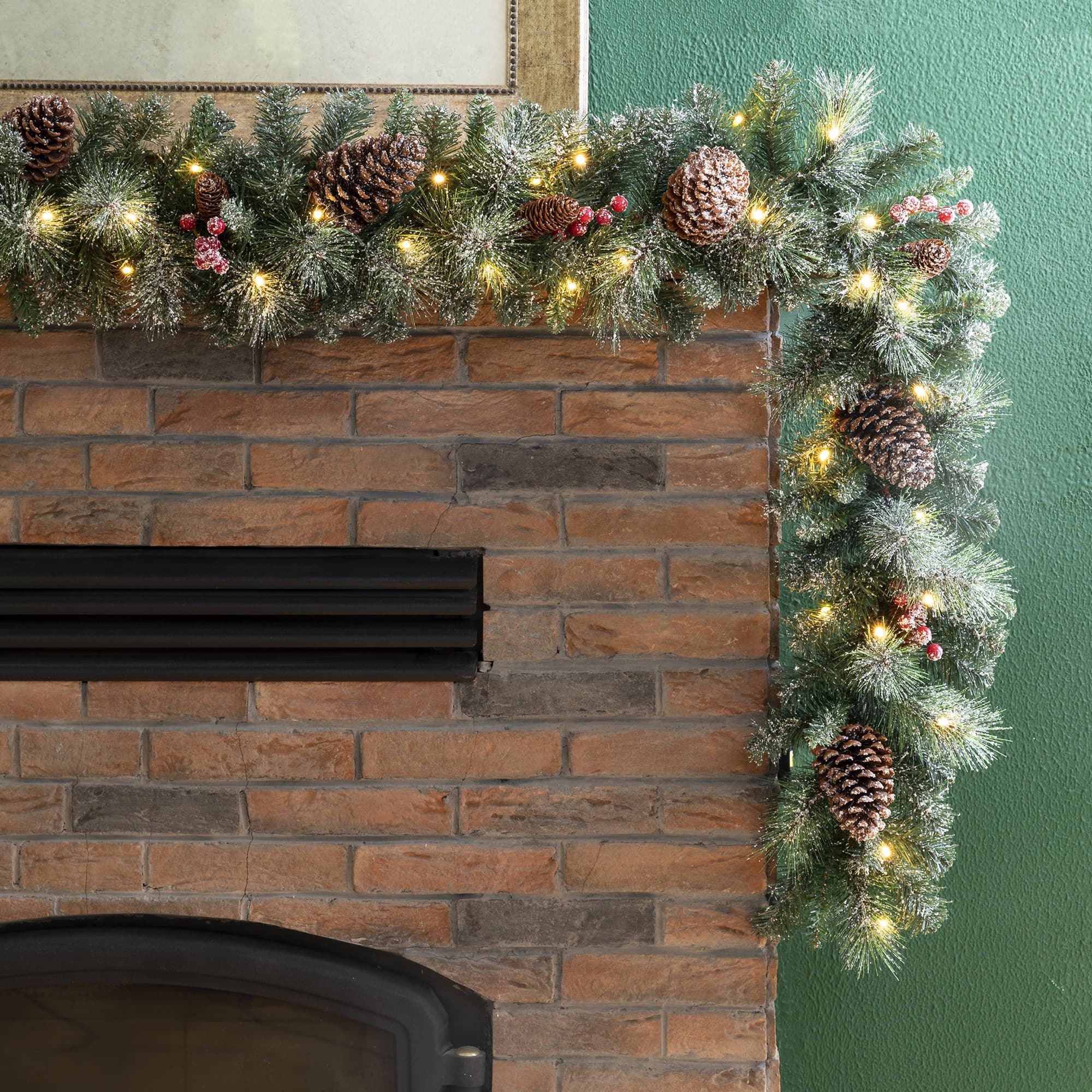 Glitzhome® 9ft. LED Glittered Pinecone Christmas Garland