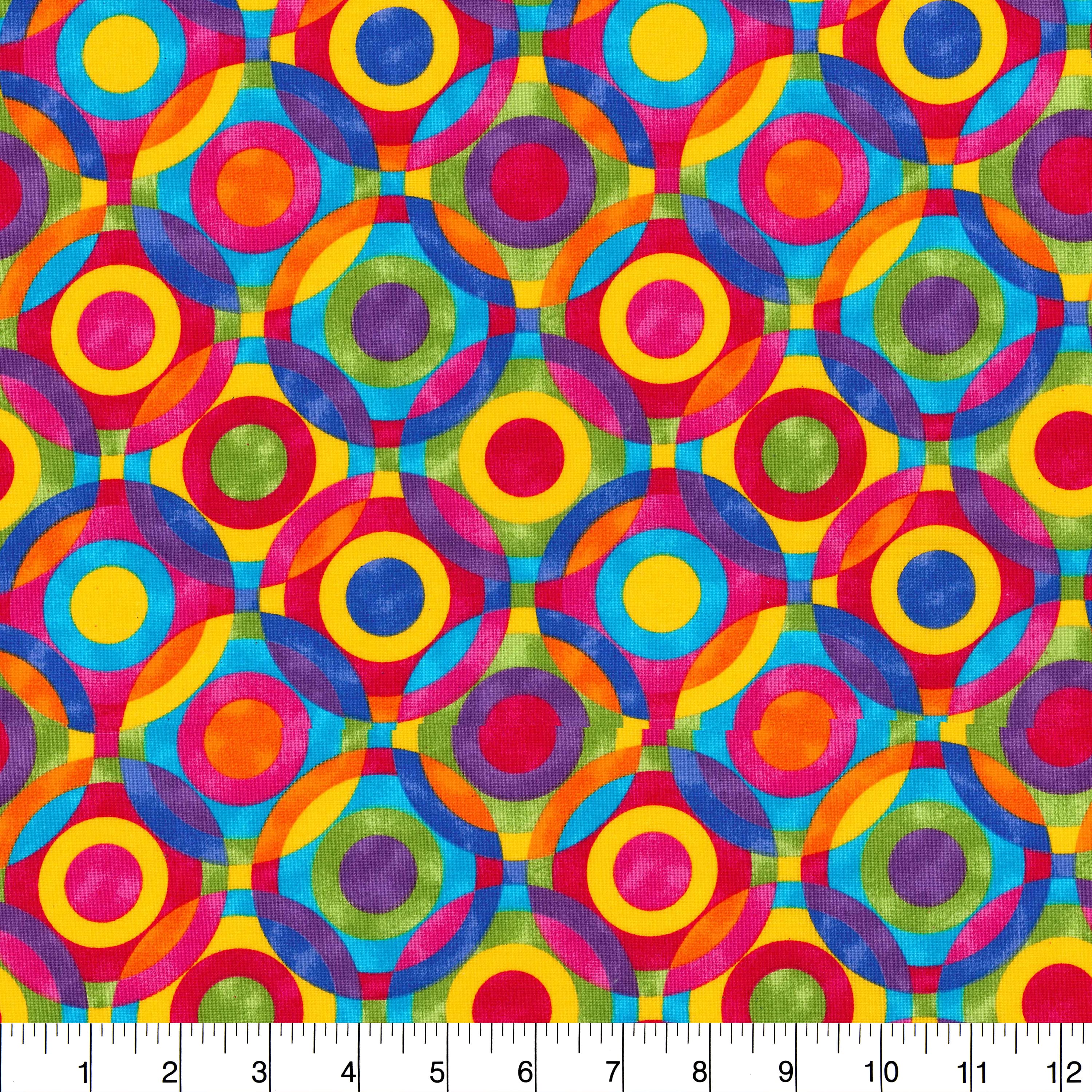 Fabric Traditions Multicolor Geometric Circles Cotton Fabric