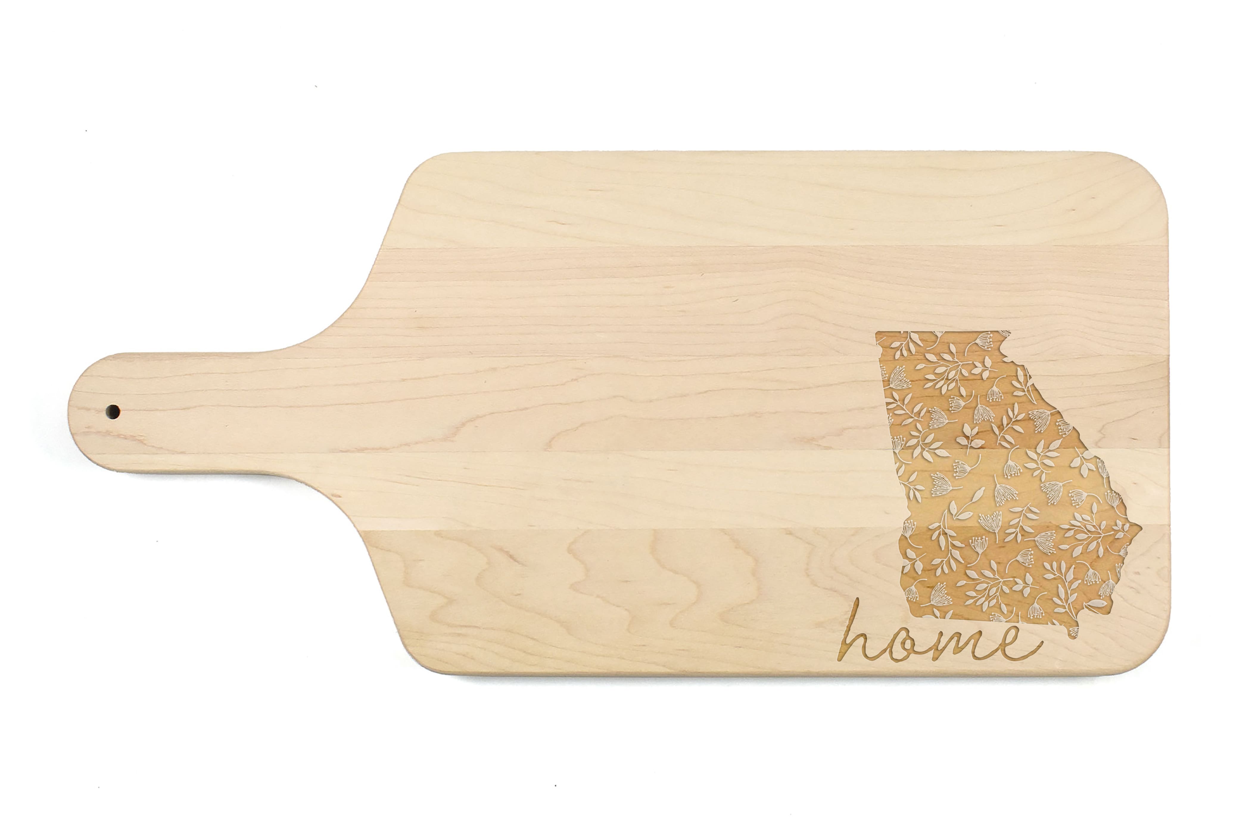 17" Floral Home State Maple Paddle Cutting Board