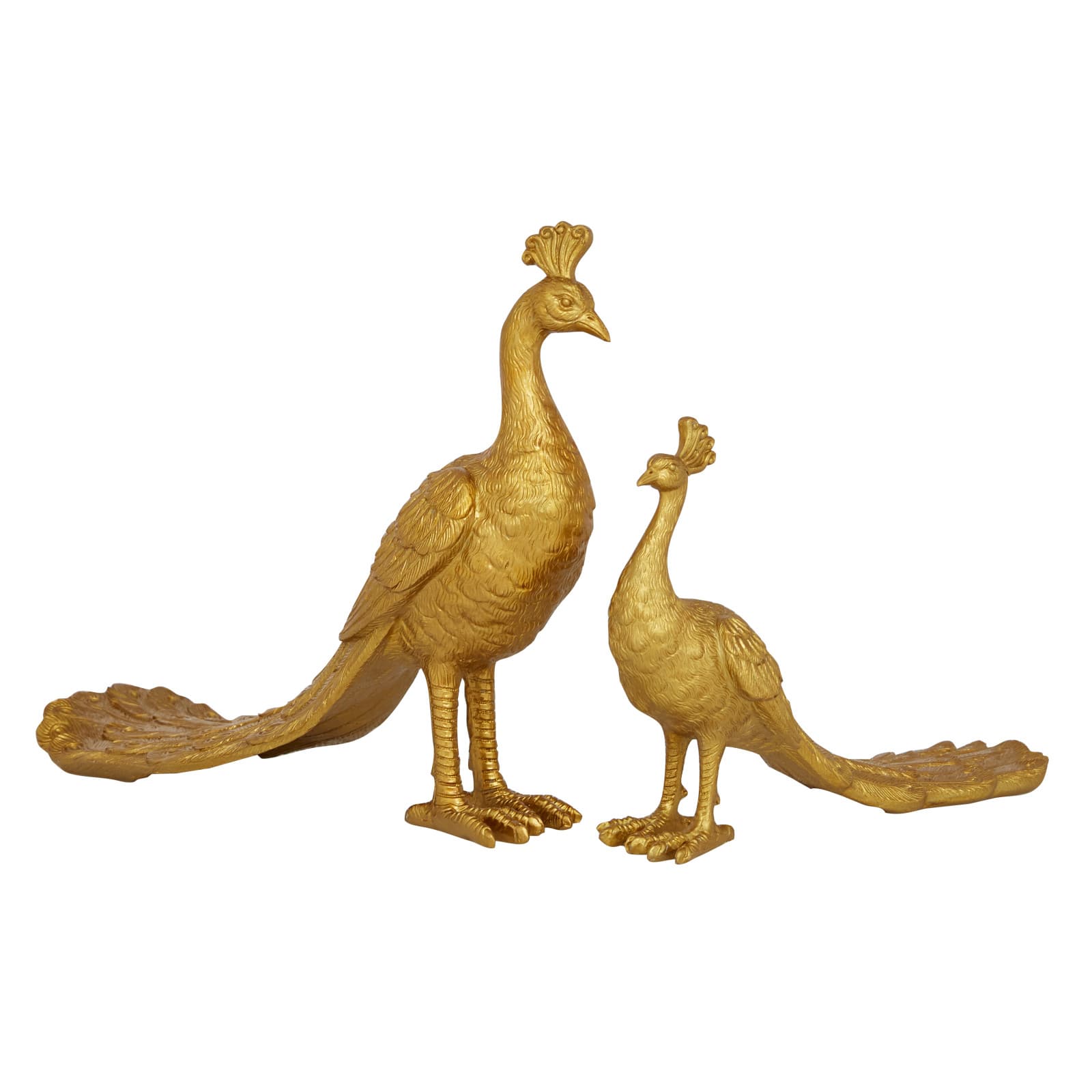 2 Wonderful Unused Vintage Gold Metallic Peacock Appliques 