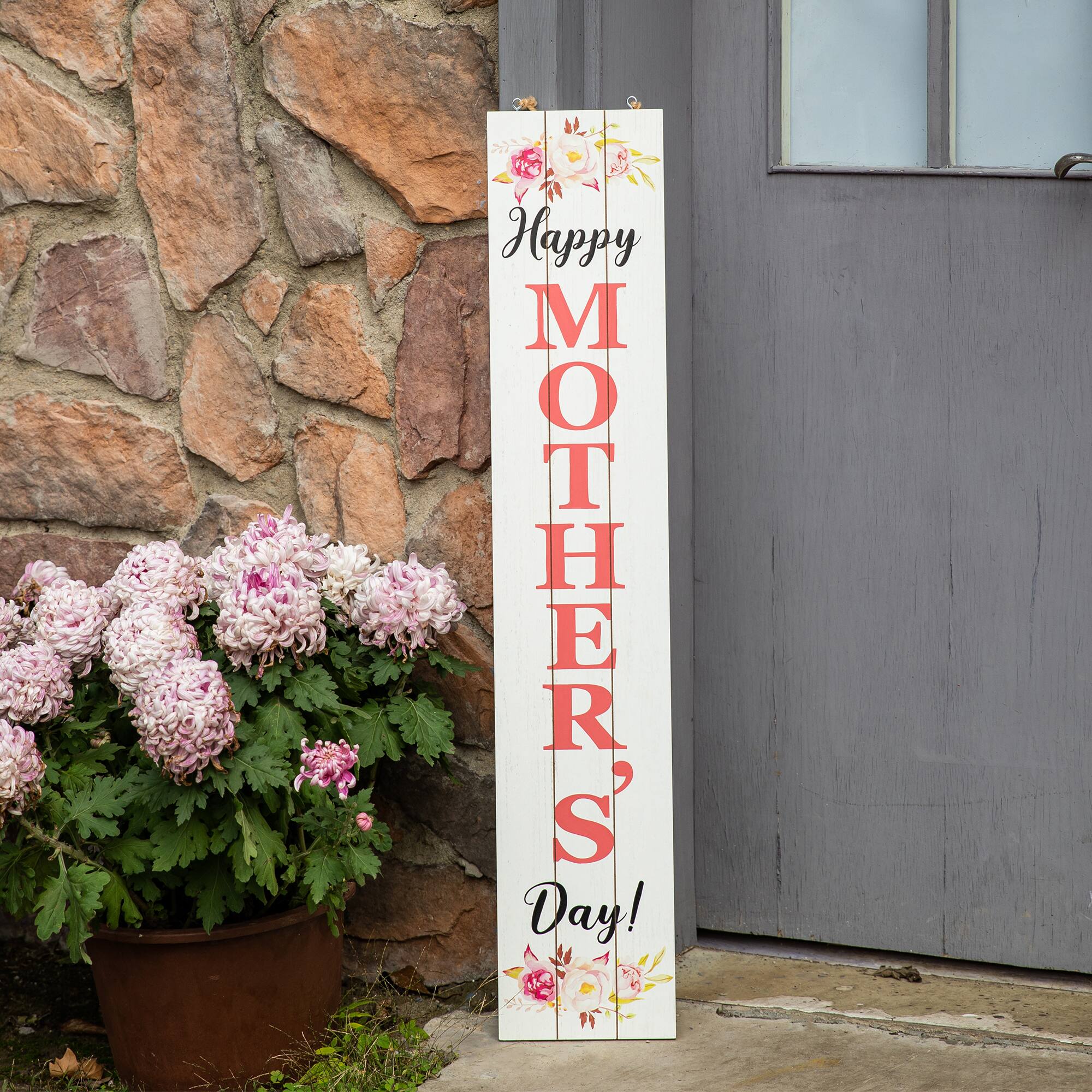 Glitzhome® 3.5ft. Double Sided Wooden Porch Sign Mother's Day & Father's Day