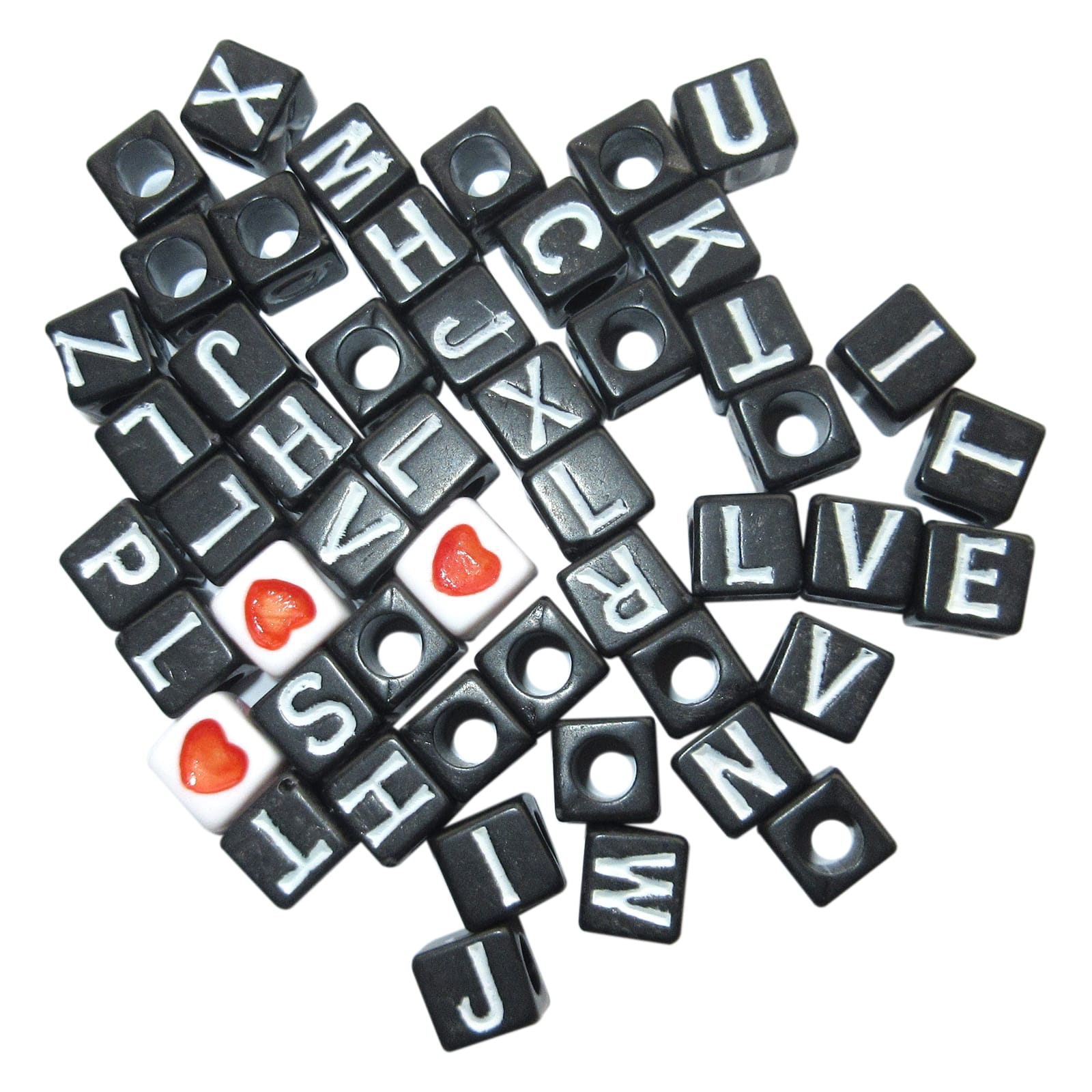 Black Alphabet Square Cube Beads by Creatology&#x2122;