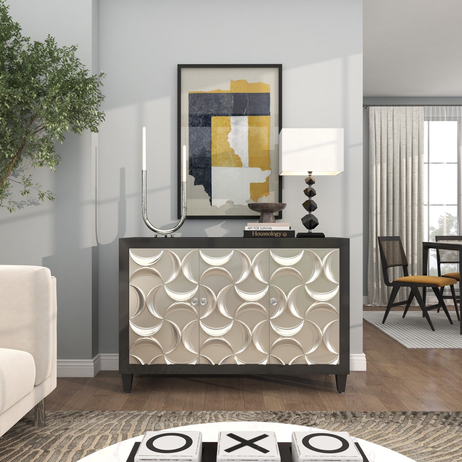 14" Silver Stainless Steel Abstract U-Shaped Candelabra