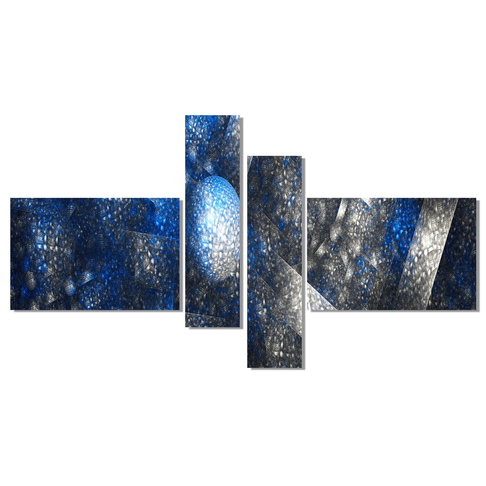 Designart - Crystal Cell Dark Blue Steel Texture - Abstract Wall Art Canvas