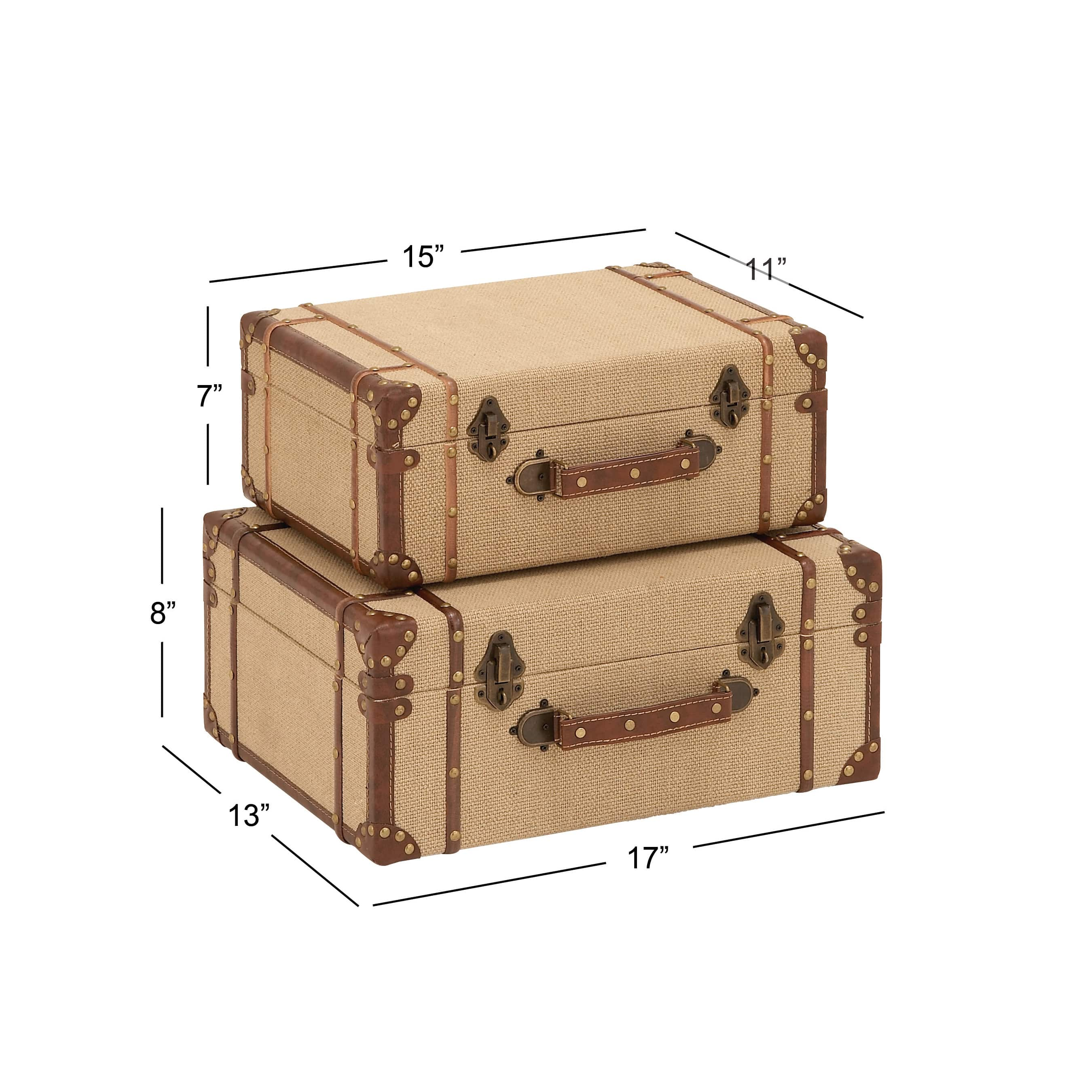 Beige Wood Vintage Trunk Set