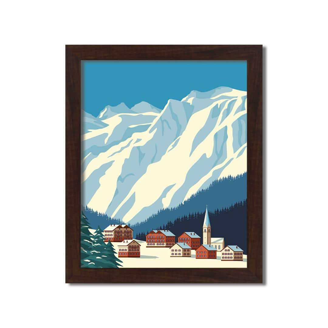 Mountain Basetown Black Framed Print Under Plexiglass