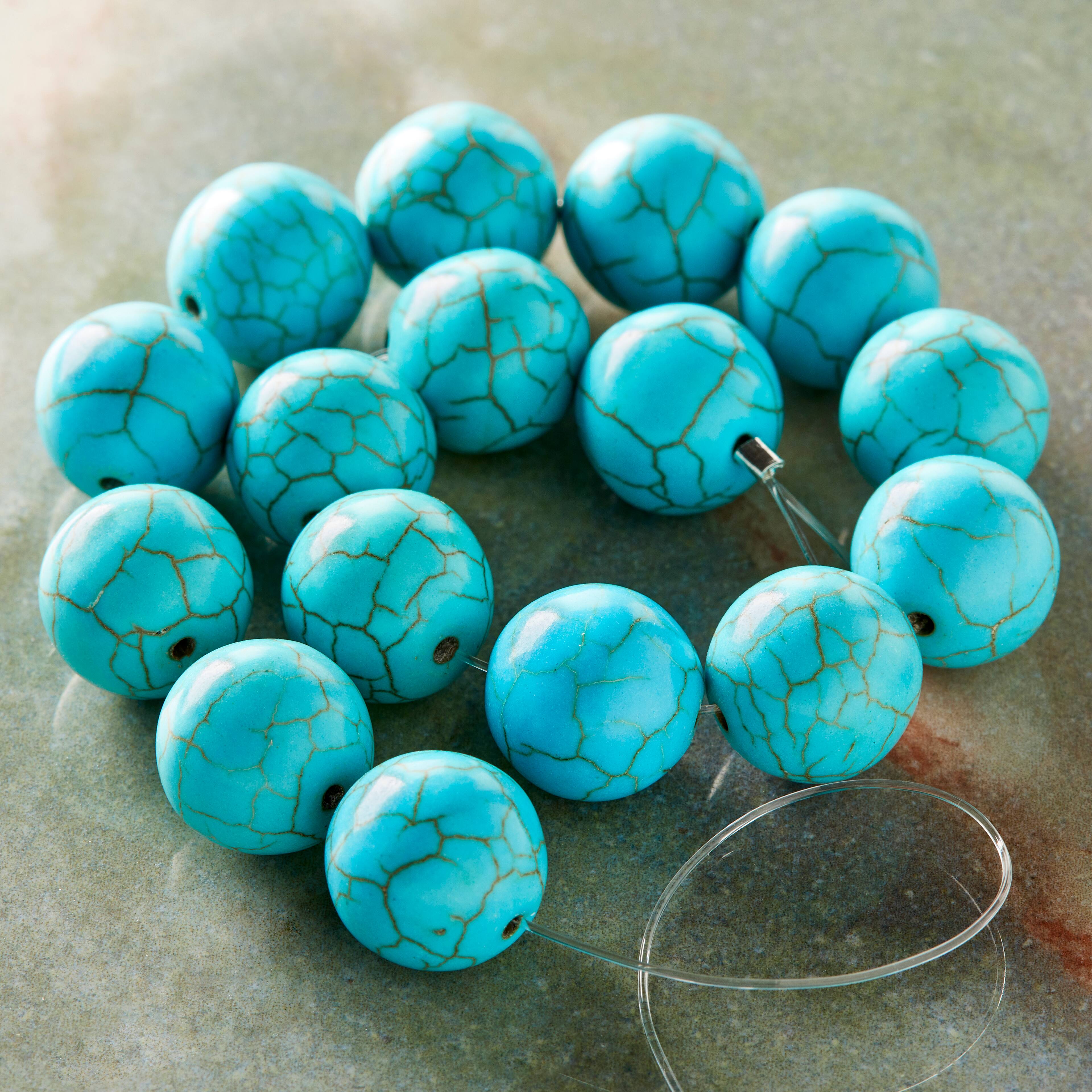 Turquoise Dyed Reconstituted Howlite Round Beads, 12mm by Bead Landing™