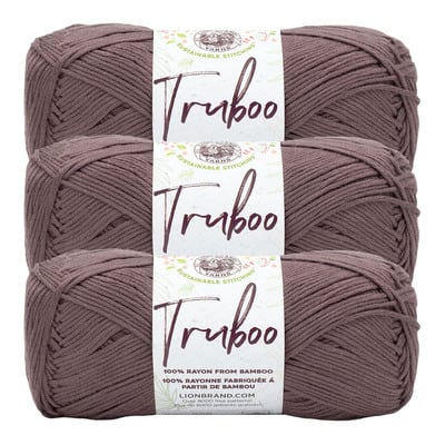 Lion Brand Truboo Yarn 100% Rayon From Bamboo Mushroom Lot Of 4