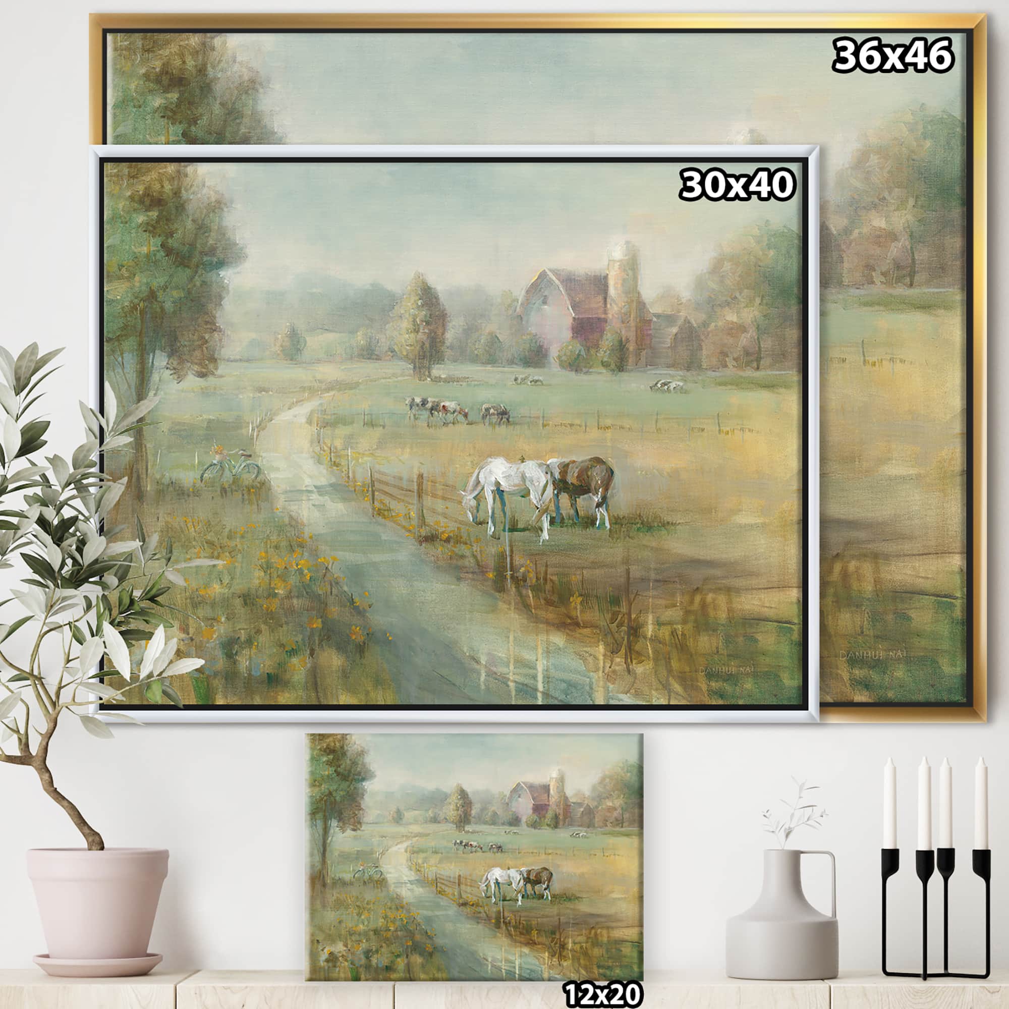 Designart - Tranquil Country Field - Farmhouse Canvas in Gold Frame