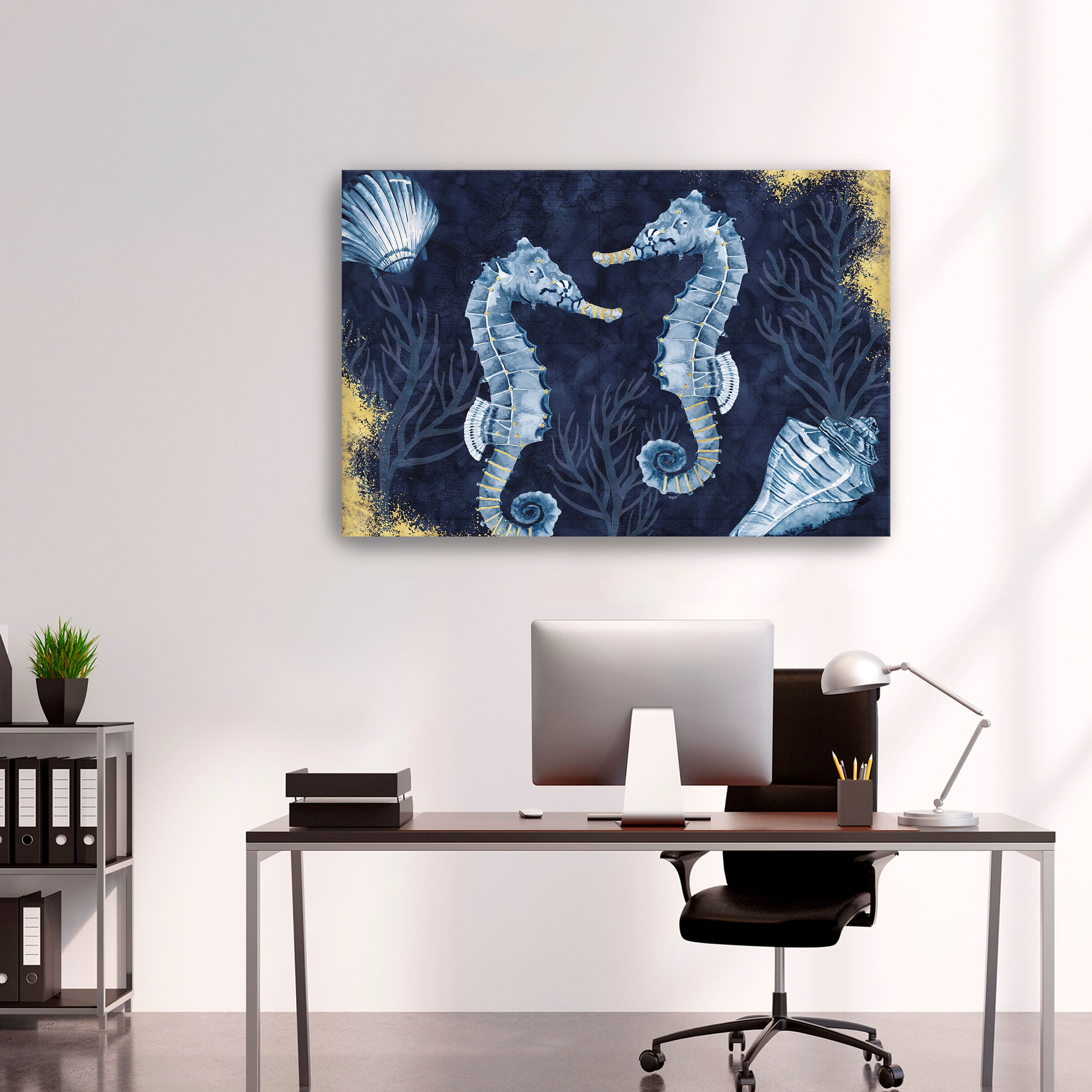 Deep Blue Sea IV On Blue Gold Canvas Giclee