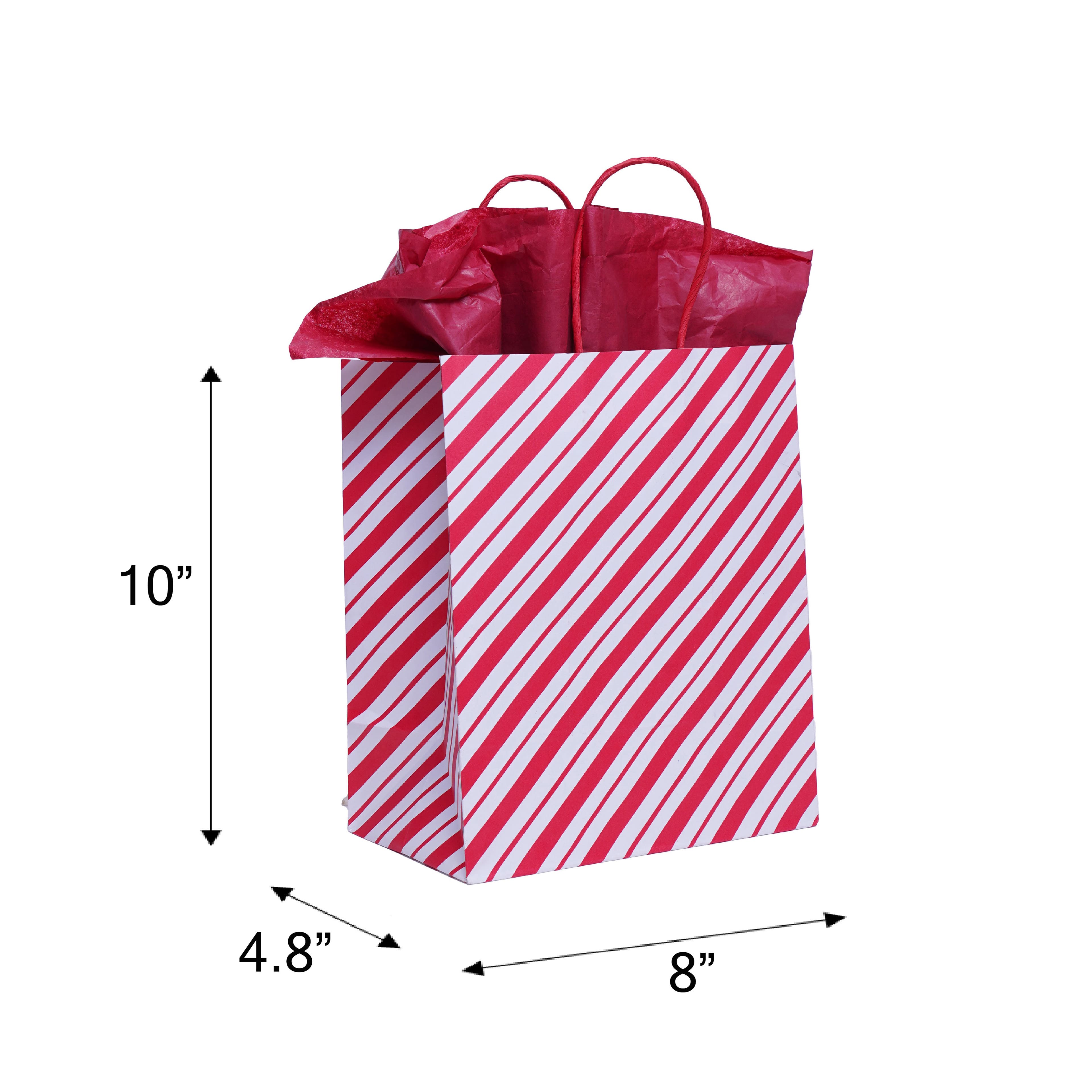 10&#x22; Red &#x26; White Candy Stripe Gift Bags, 5ct. by Celebrate It&#x2122;