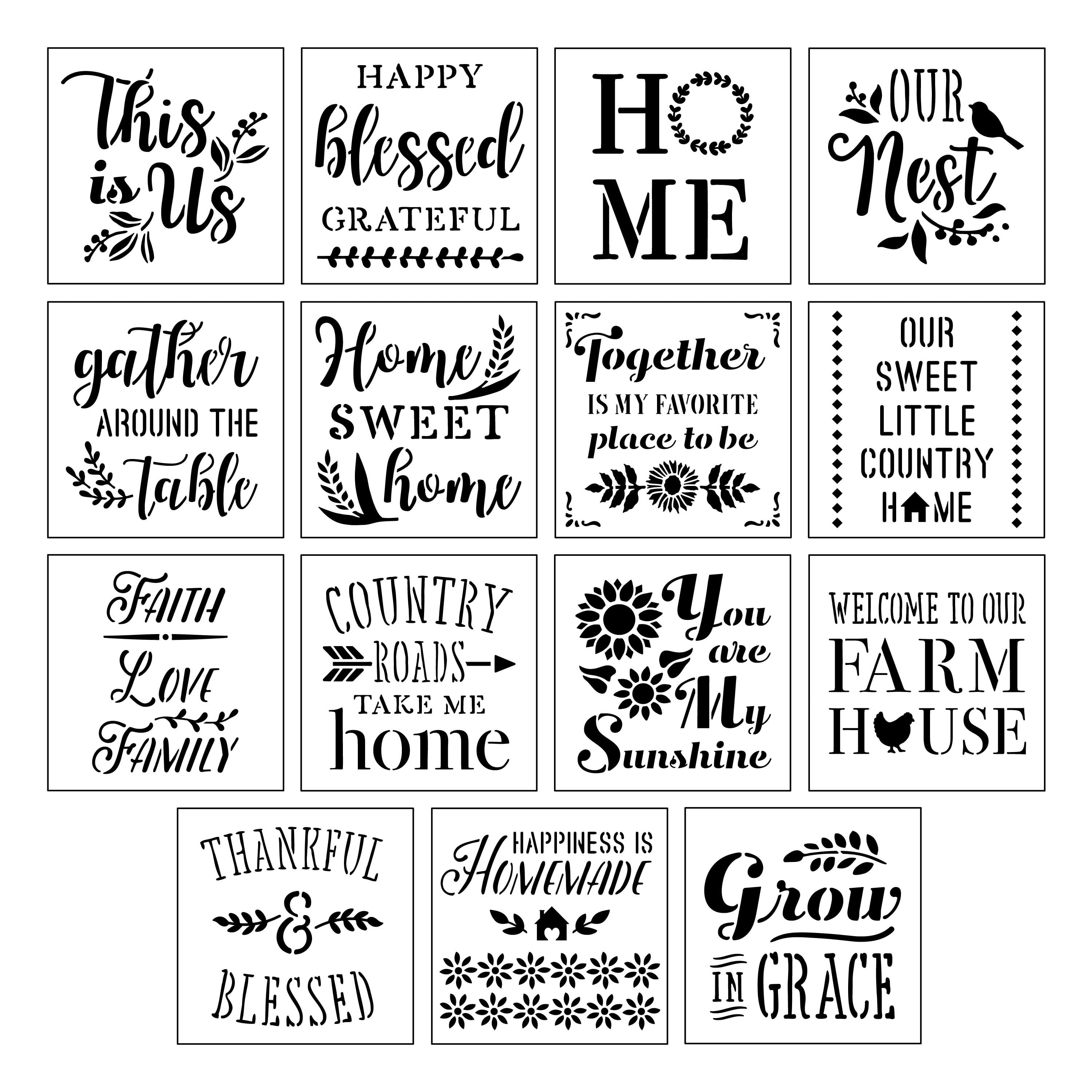6 Pack: Home Sentiments Stencils by Craft Smart&#xAE;, 12&#x22; x 12&#x22;