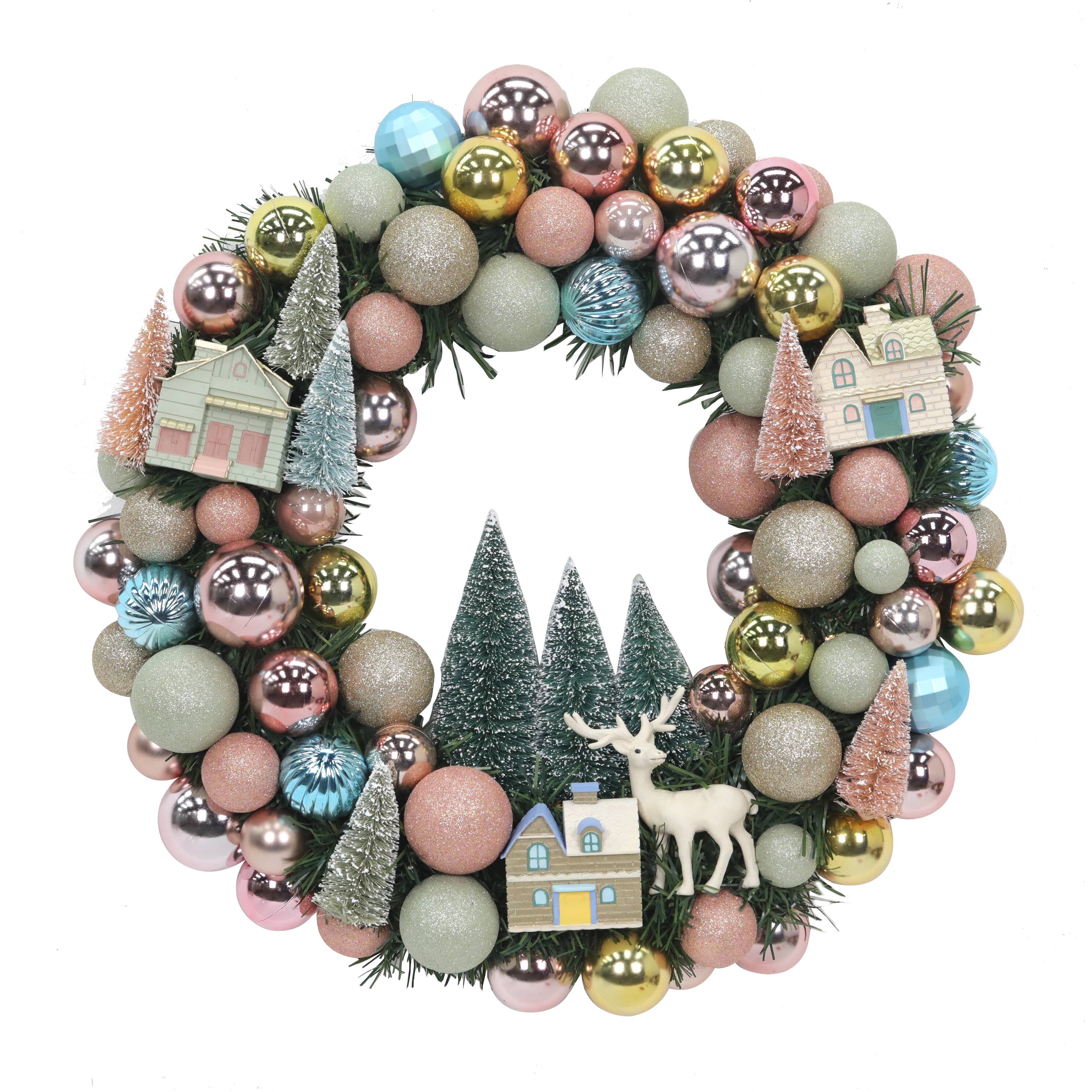 Pastel Bauble Merry Christmas Wreath
