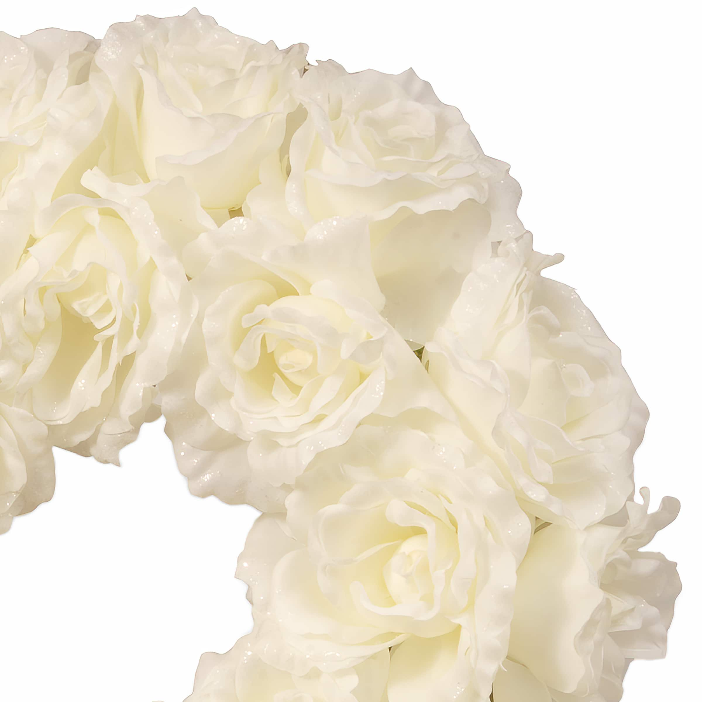 17&#x22; White Rose Wreath