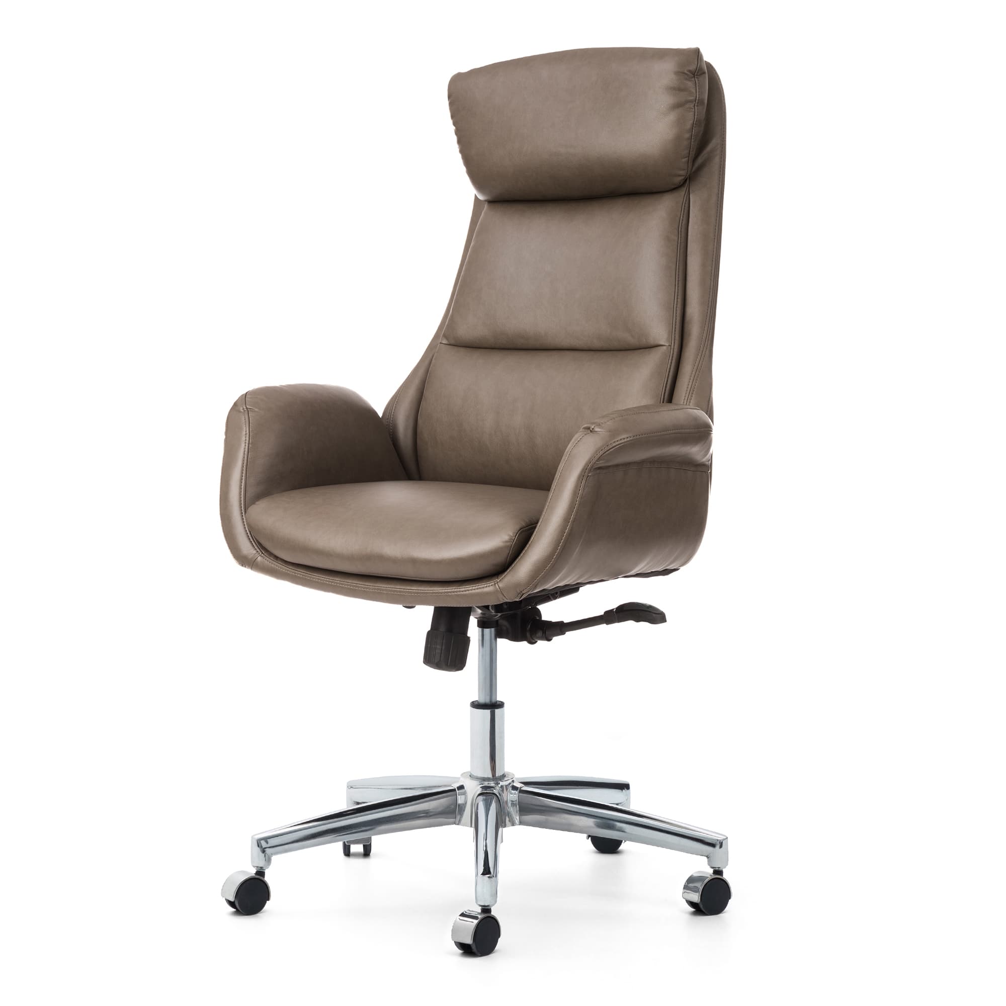 Glitzhome&#xAE; Mid-Century Modern Faux Leather Adjustable High Back Swivel Office Chair