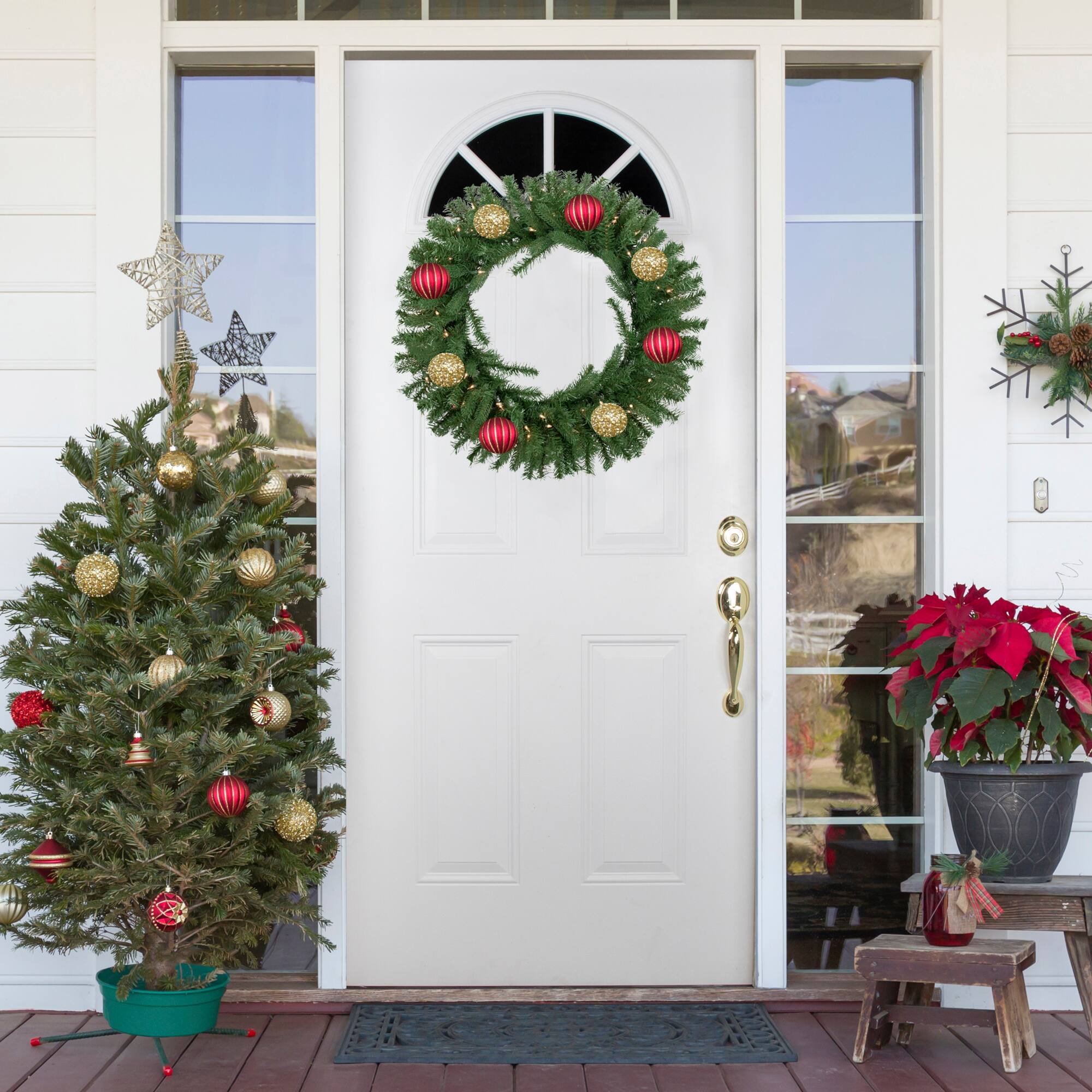 30&#x22; Pre-Lit Christmas Artificial Sierra Noble Fir Wreath