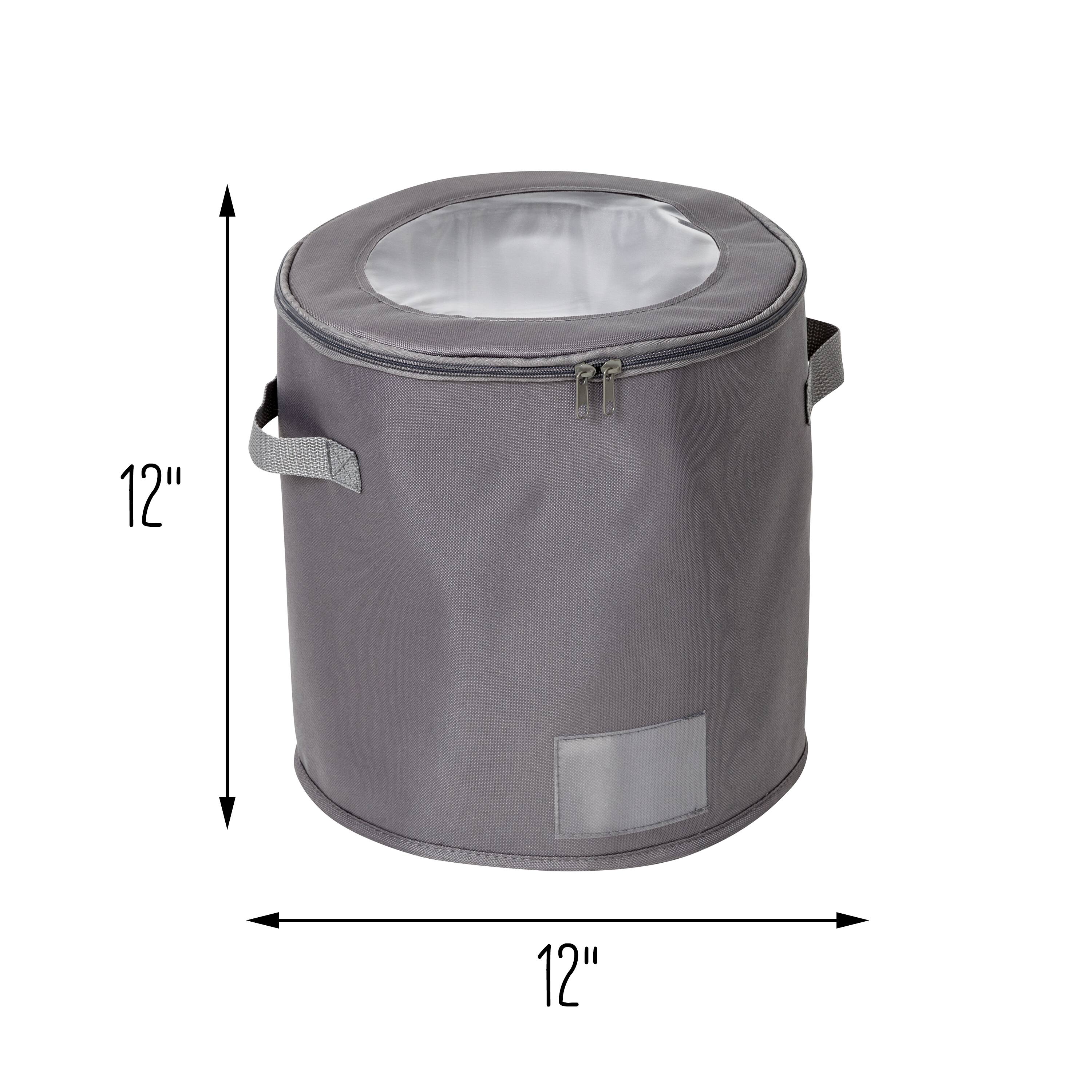 Honey Can Do 12&#x22; Gray Round Dinnerware Storage Box