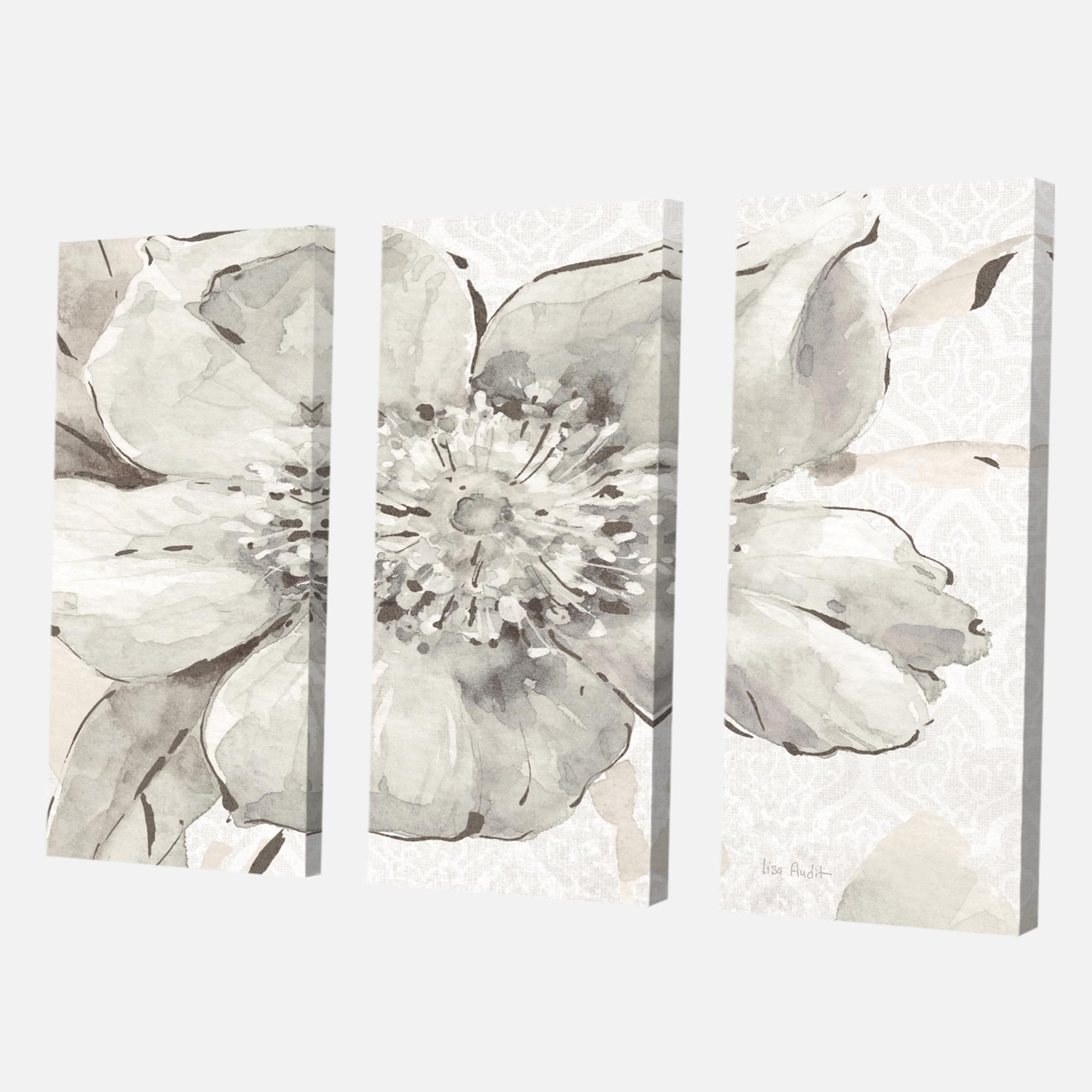 Designart - Indigold Grey Peonies III - Farmhouse Canvas Artwork