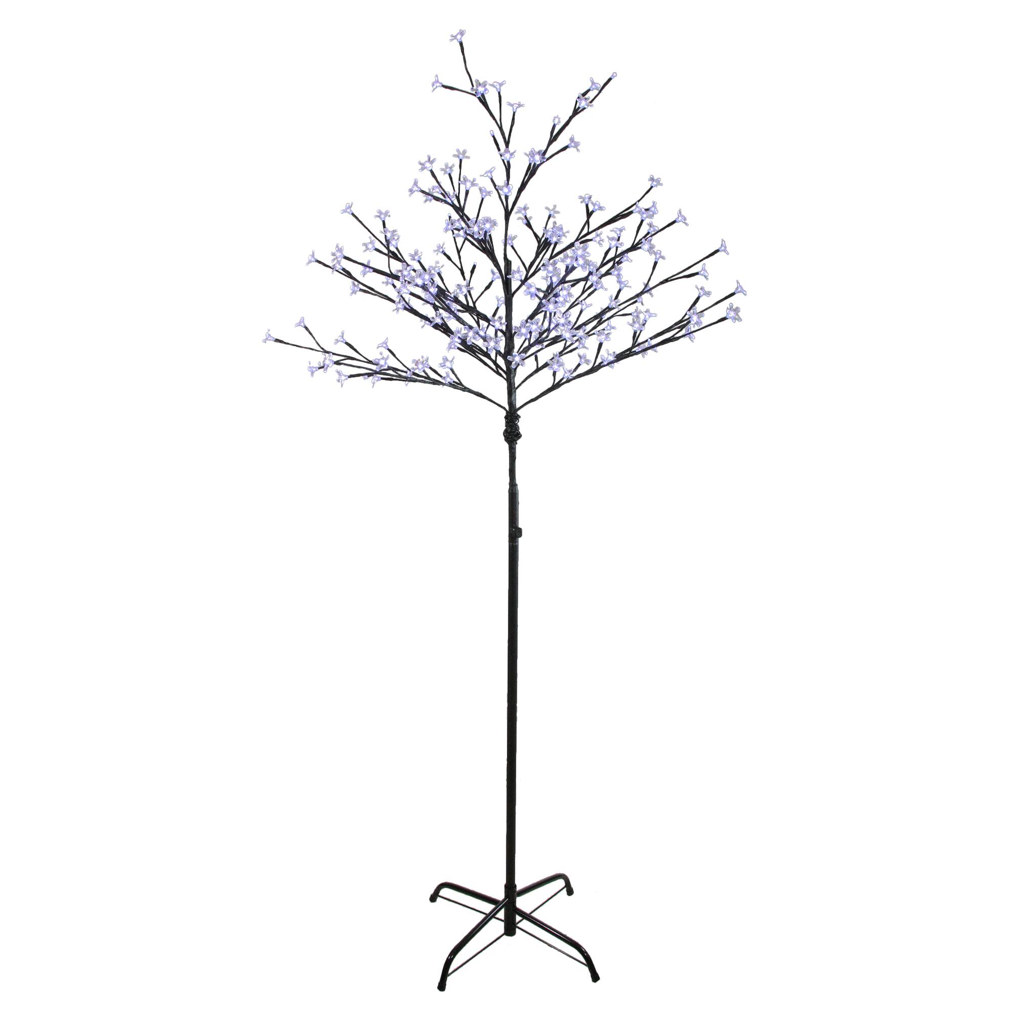 6ft. Pre-Lit Slim LED Lighted Cherry Blossom Artificial Tree, Pure White Lights