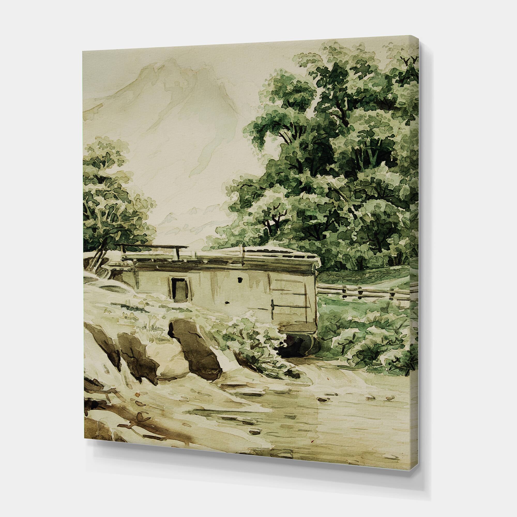 Designart - Cabin In The Mountains - Cabin &#x26; Lodge Canvas Wall Art Print
