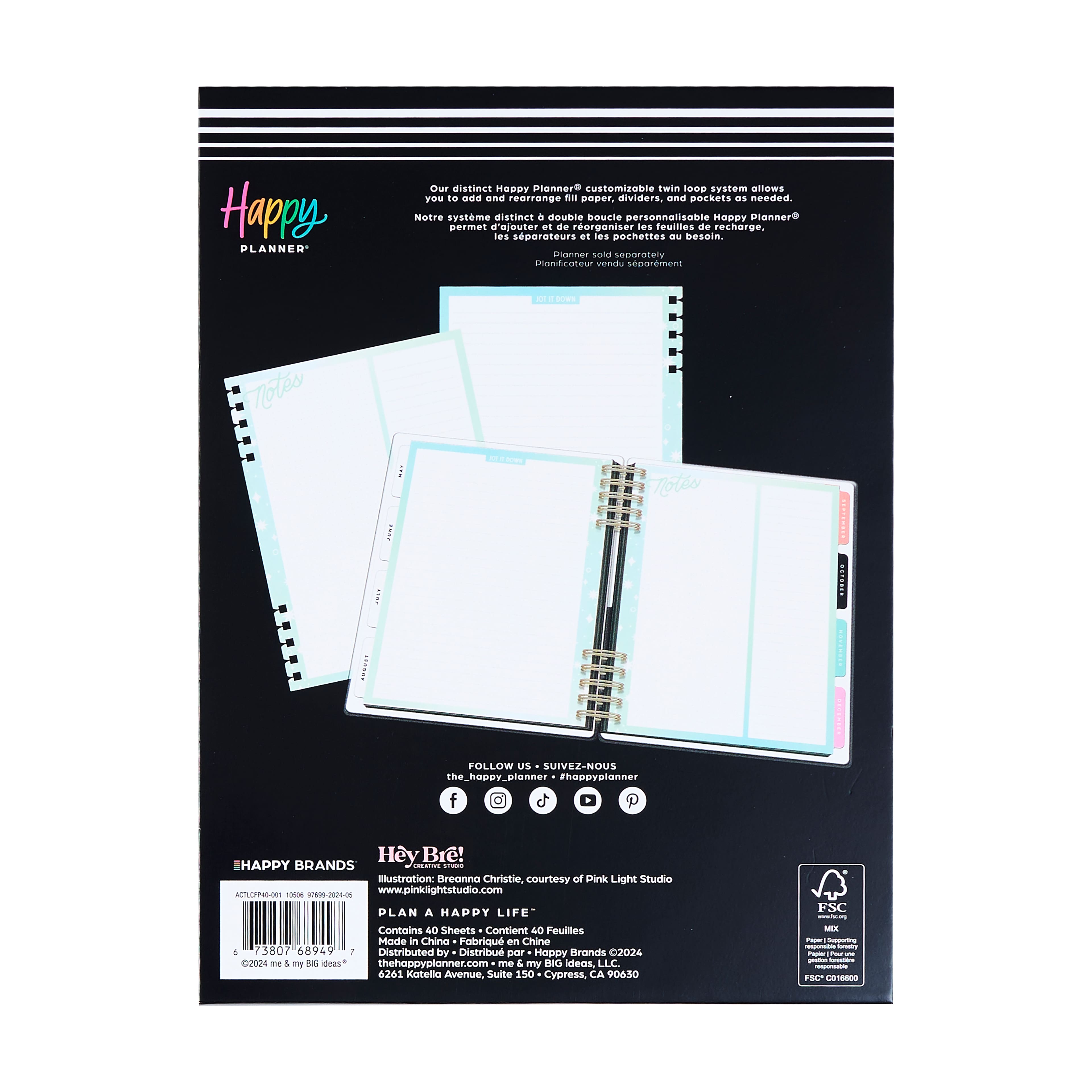 The Classic Happy Planner&#xAE; Customizable Twin Loop Fill Paper, 40 Sheets