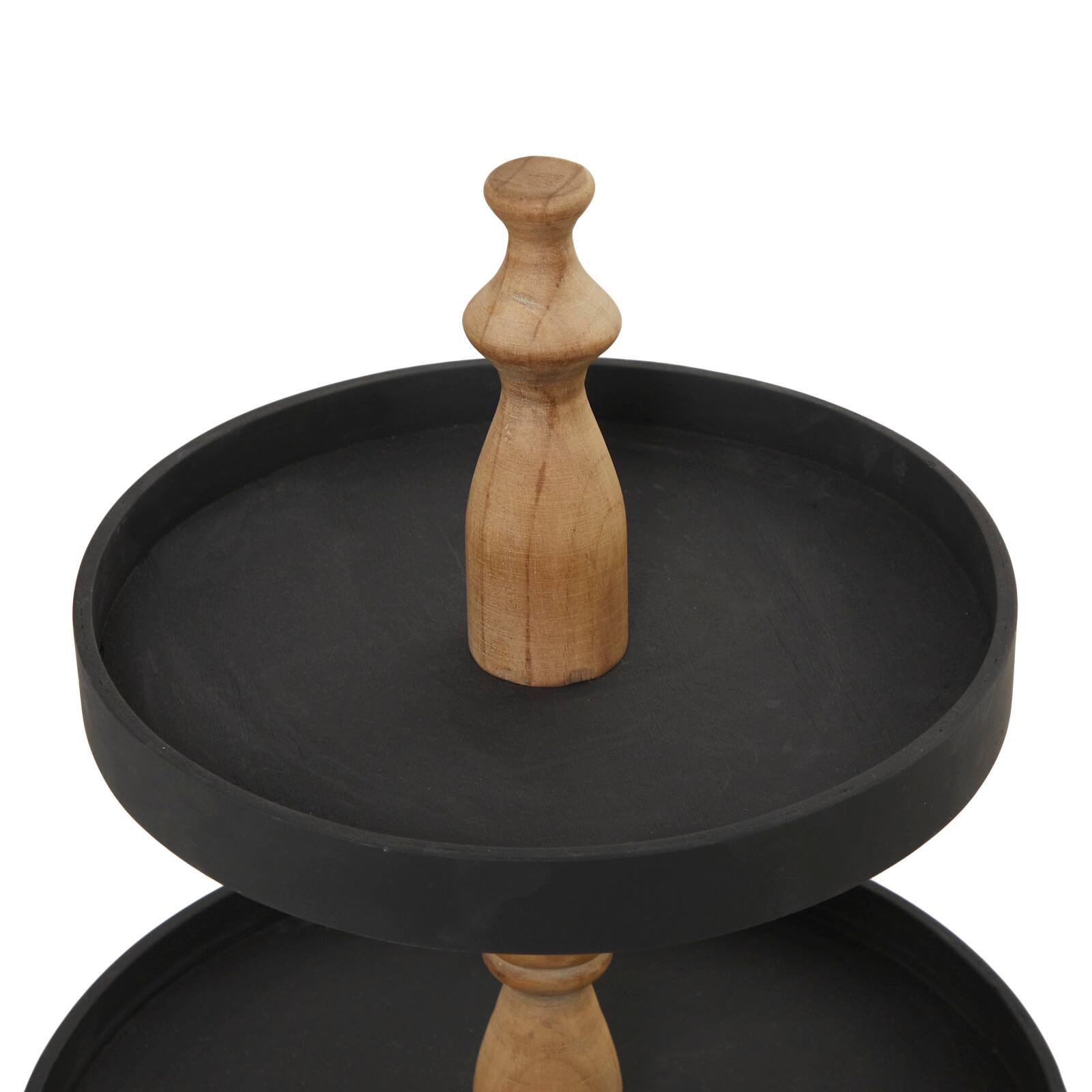 Black Traditional Tiered Server, 16&#x22; x 16&#x22; x 24&#x22;