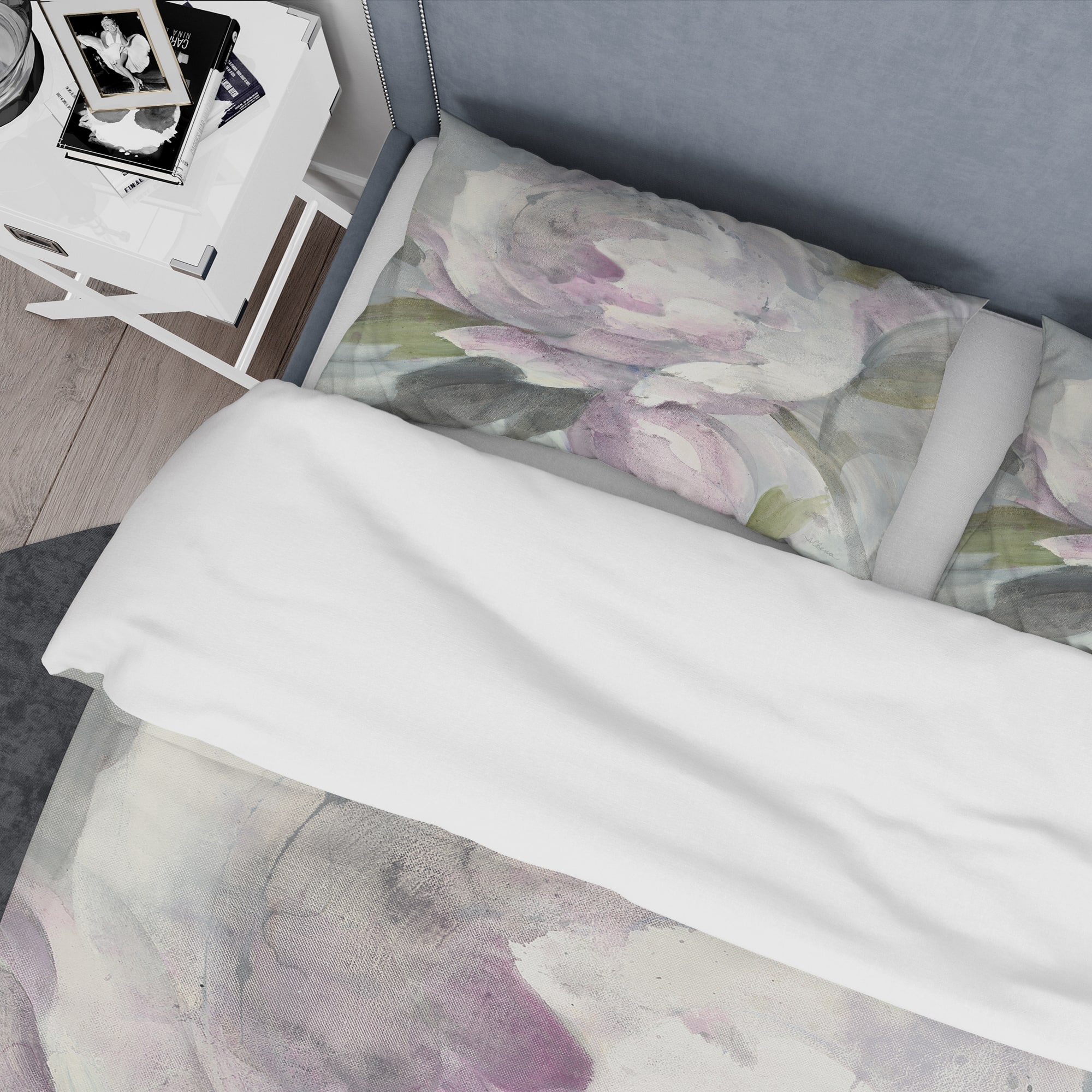 Designart &#x27;Twilight Peony&#x27; Shabby Bedding Set - Duvet Cover &#x26; Shams