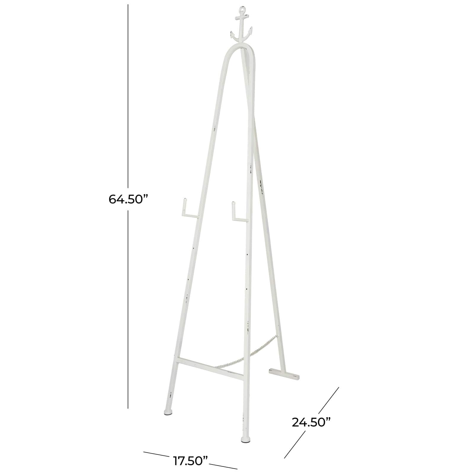 5.5ft. 3-Tier Adjustable White Metal Anchor Easel with Foldable Stand and Chain Support