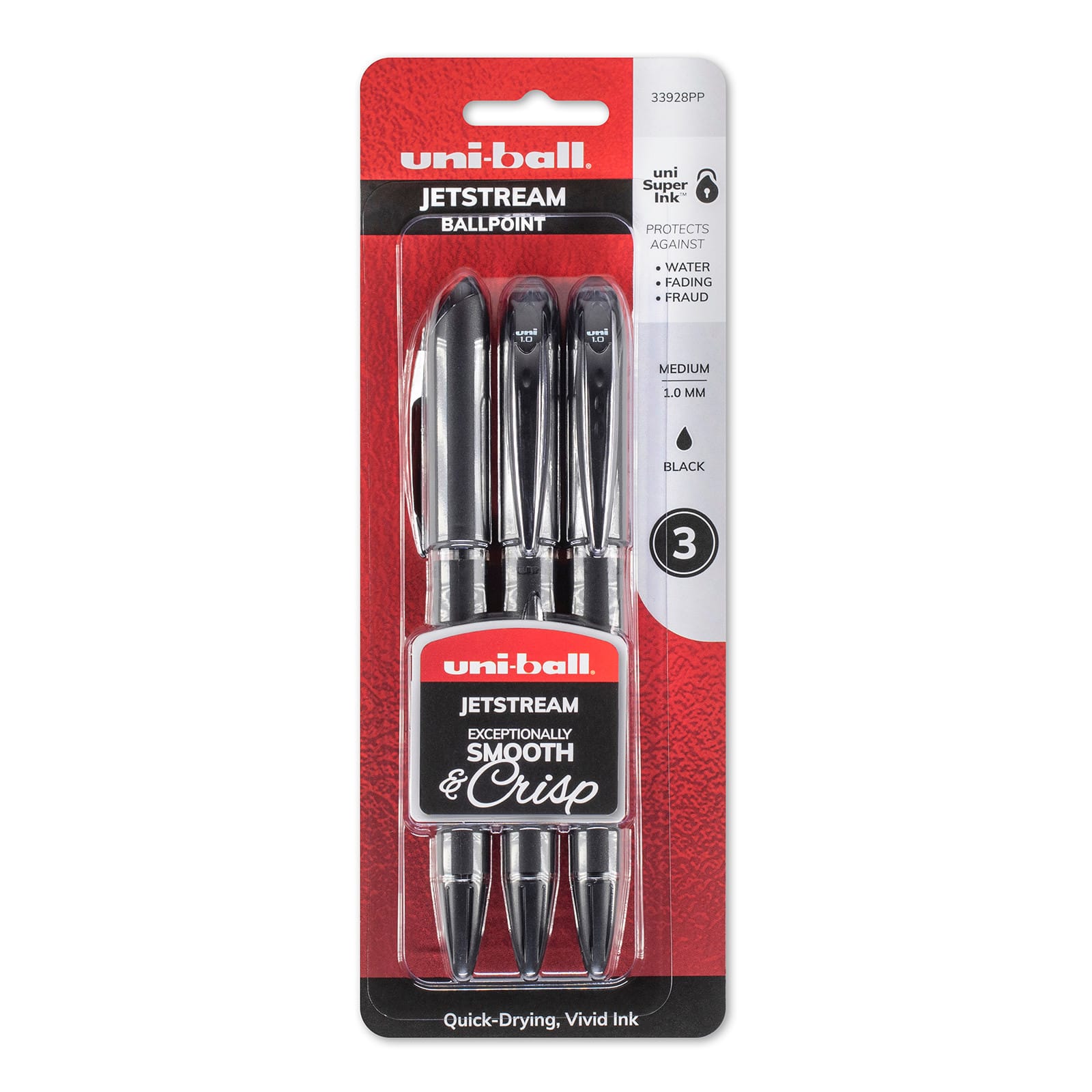 Uni-Ball® Jetstream Black Retractable 3 Pen Set, 1.0mm
