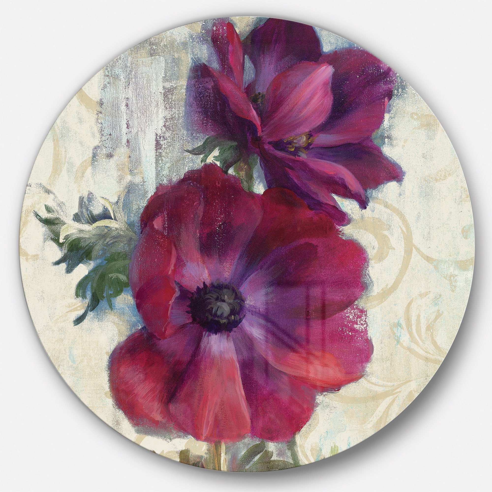 Designart - Red Handpainted Anemone Flower