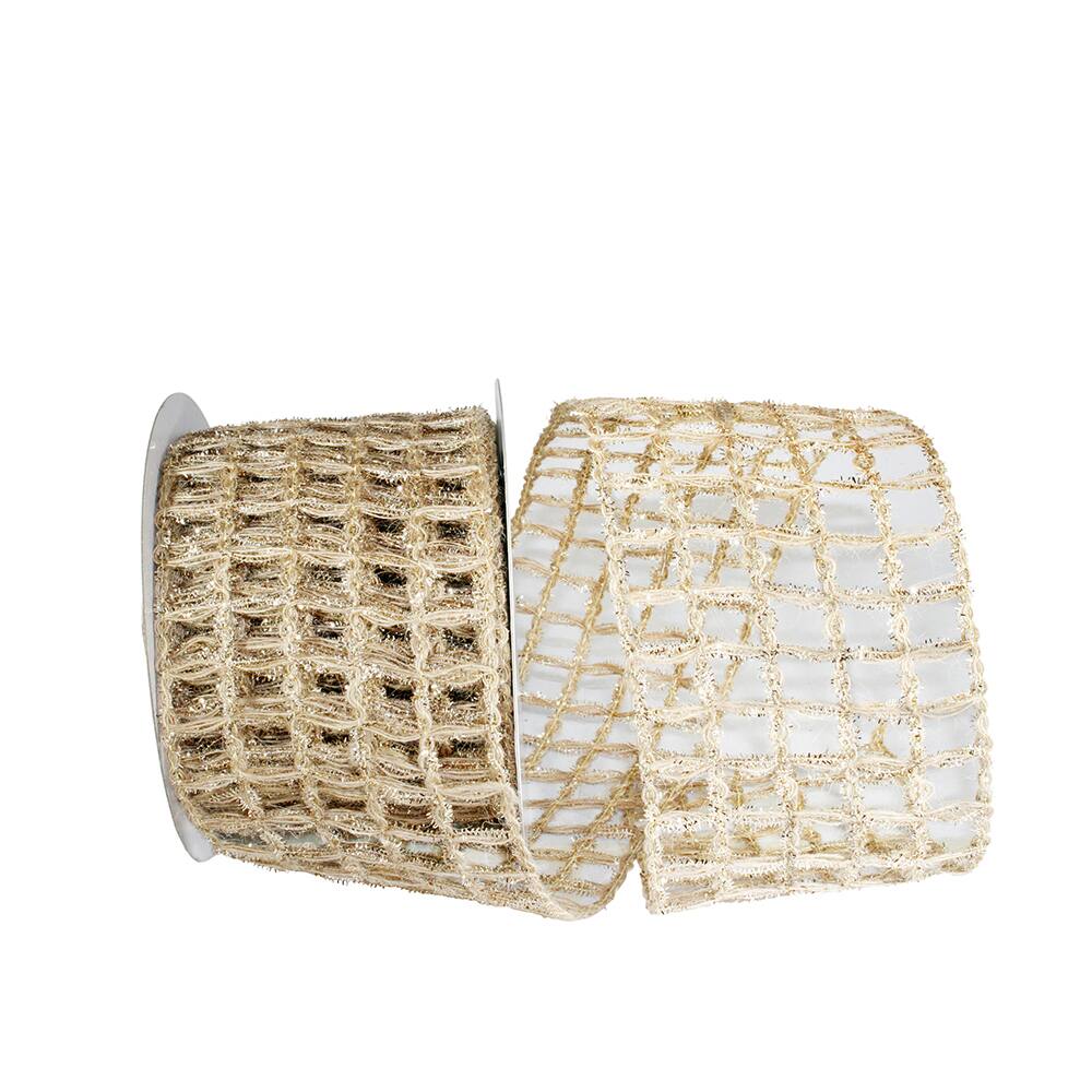 JAM Paper 4" x 10yd. Grand Jute Box Sparkle Wired Mesh Ribbon