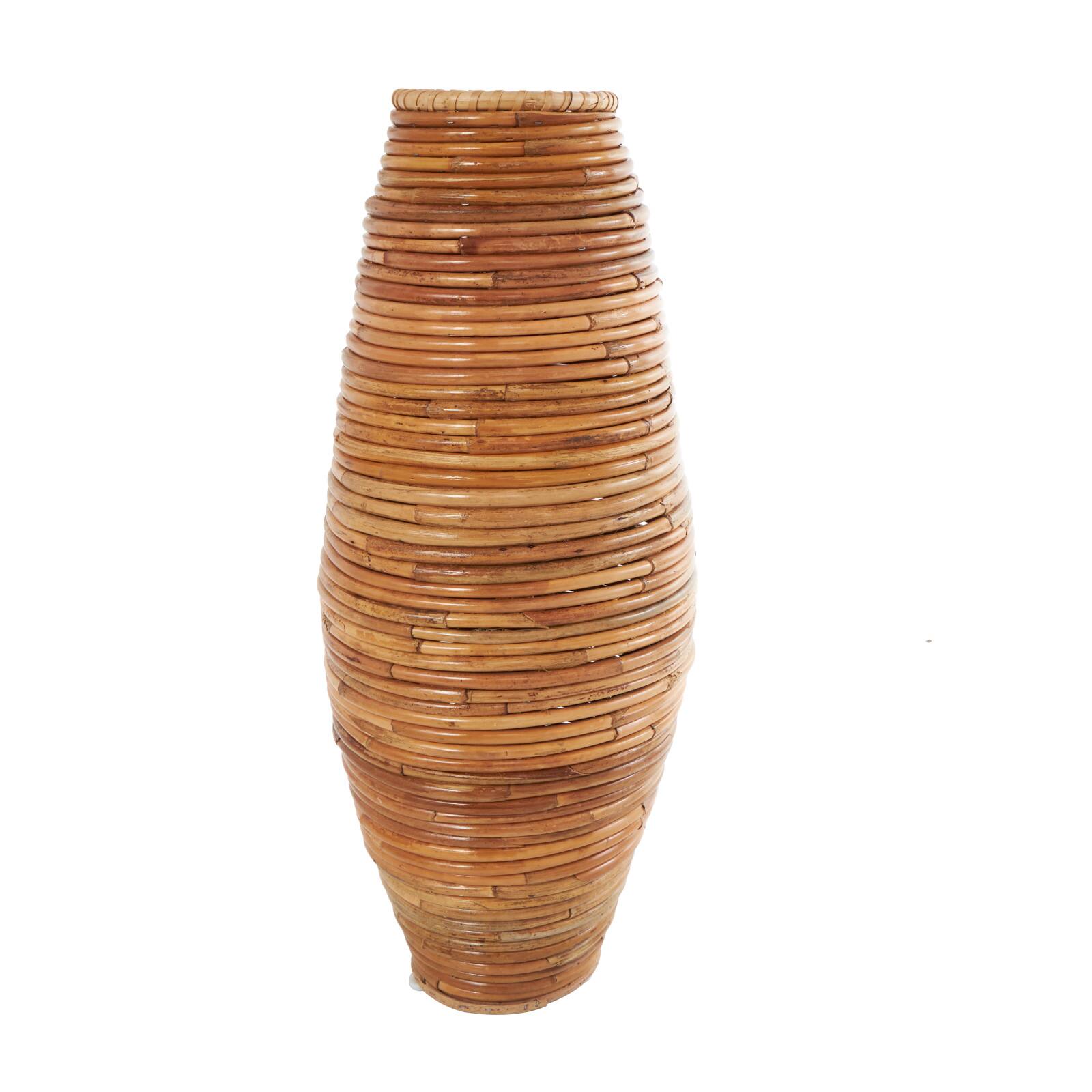 28&#x22; Brown Rattan Handmade Wrapped Vase