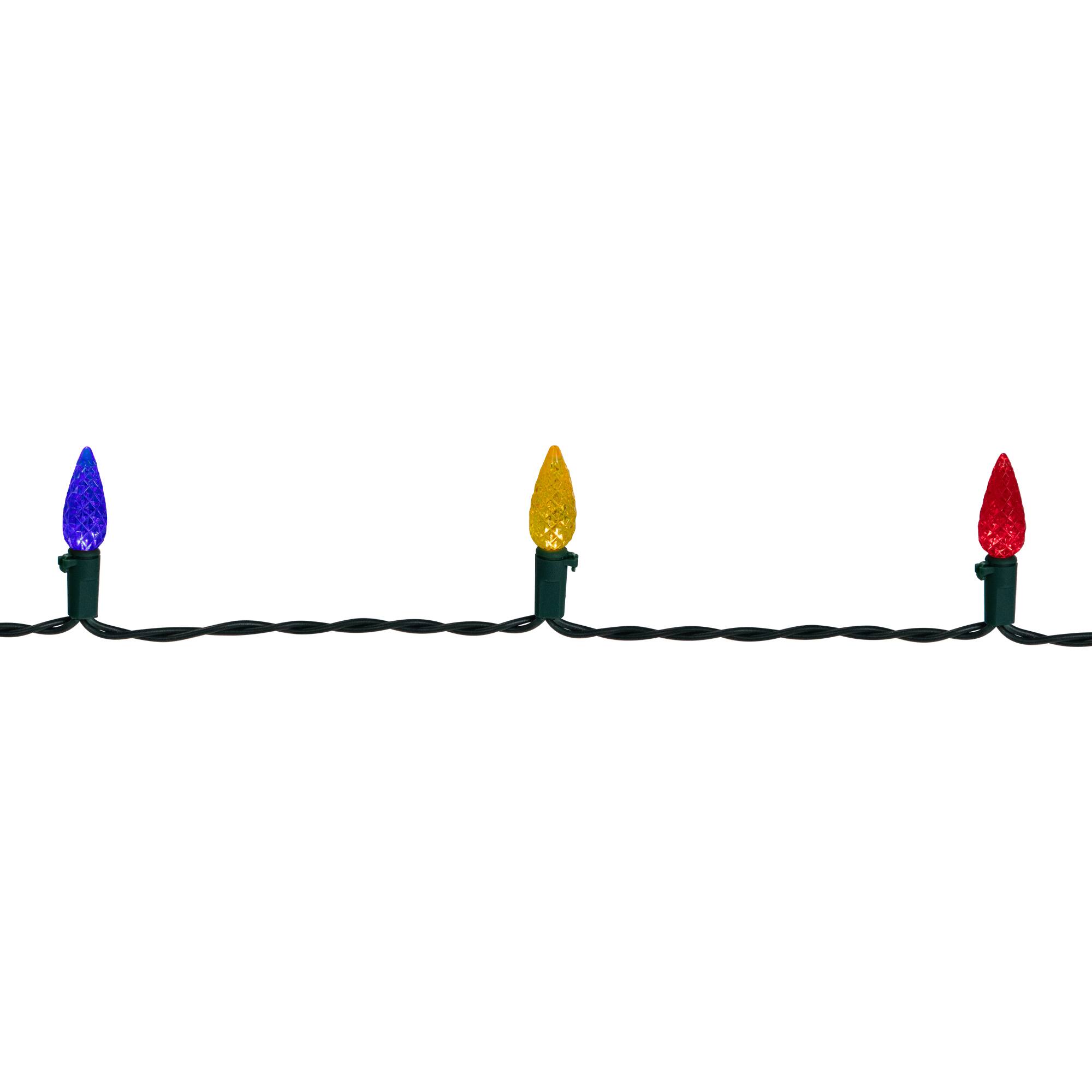 Battery Operated LED C6 Faceted Christmas Lights - Multicolor - 15.75' Green Wire - 50ct